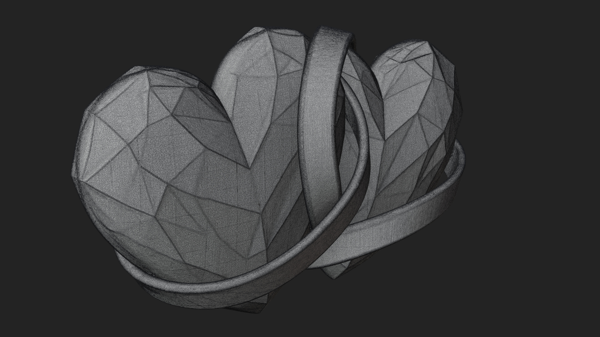 Crystal Heart Gold Band Ornament Design 3 3D Print Model 3D Model