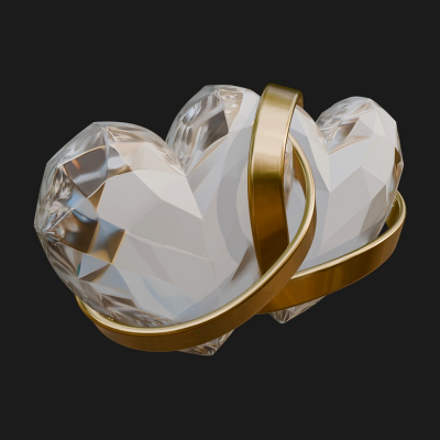 Crystal Heart Gold Band Ornament Design 3 3D Print Model