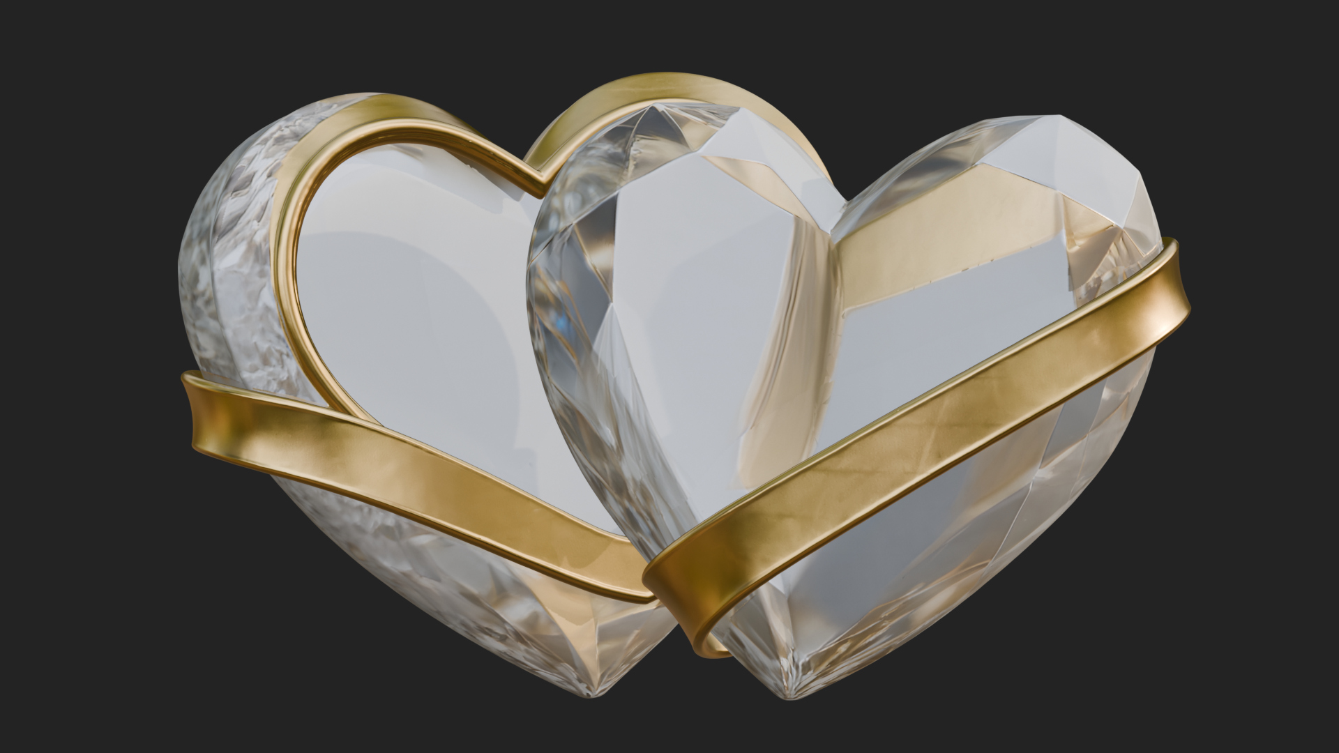 Crystal Heart Gold Band Ornament Design 4 3D Print Model 3D Model