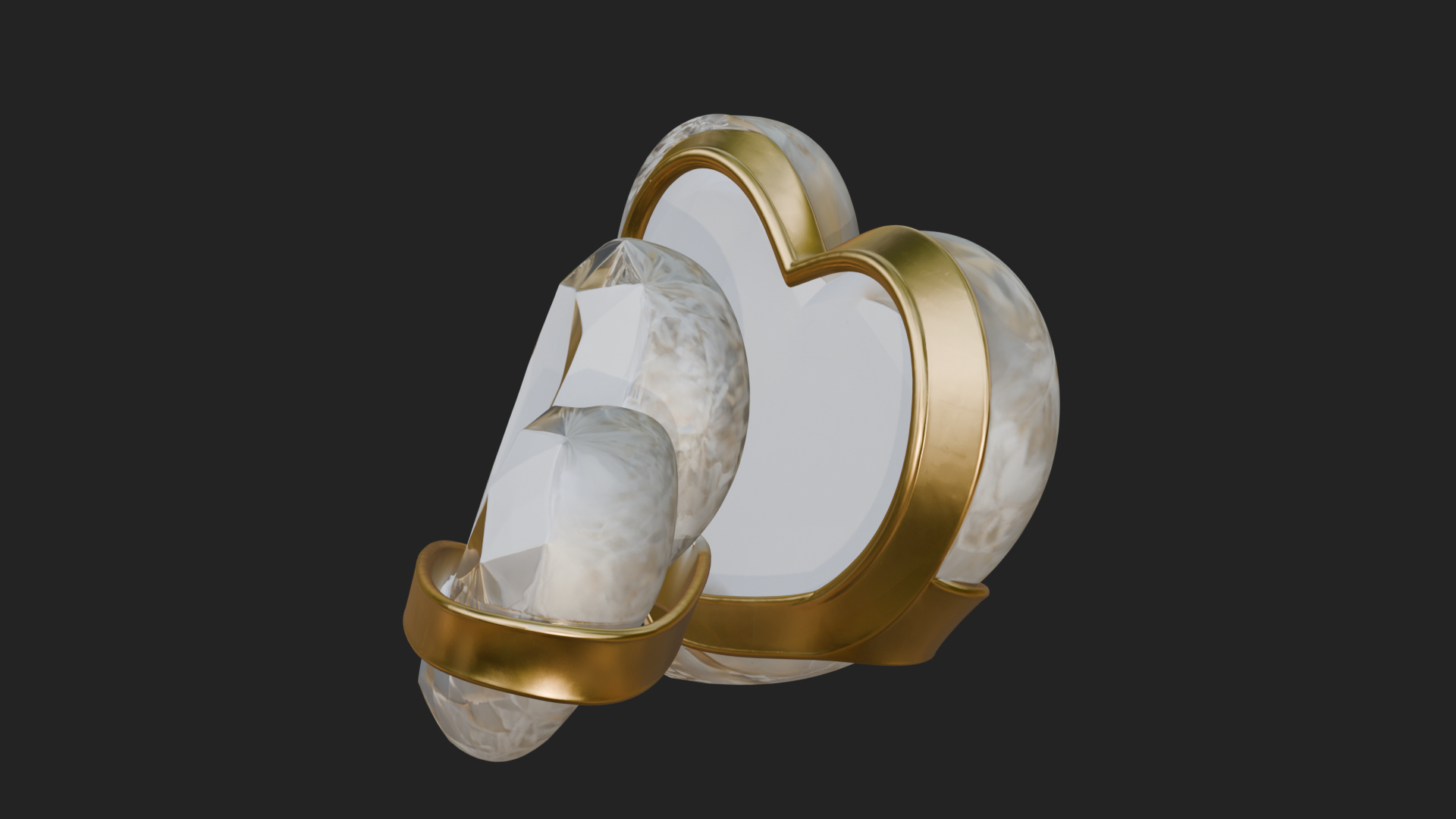 Crystal Heart Gold Band Ornament Design 4 3D Print Model 3D Model