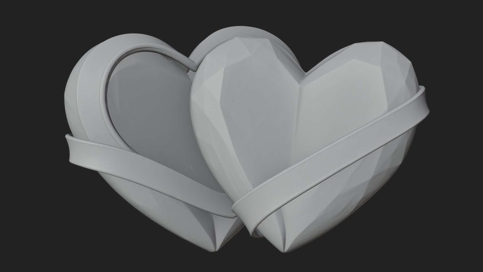 Crystal Heart Gold Band Ornament Design 4 3D Print Model 3D Model