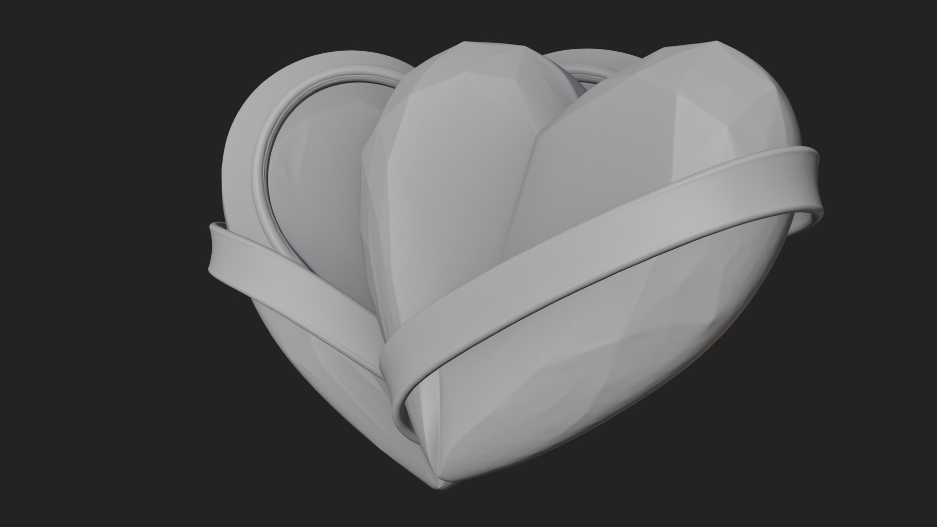 Crystal Heart Gold Band Ornament Design 4 3D Print Model 3D Model