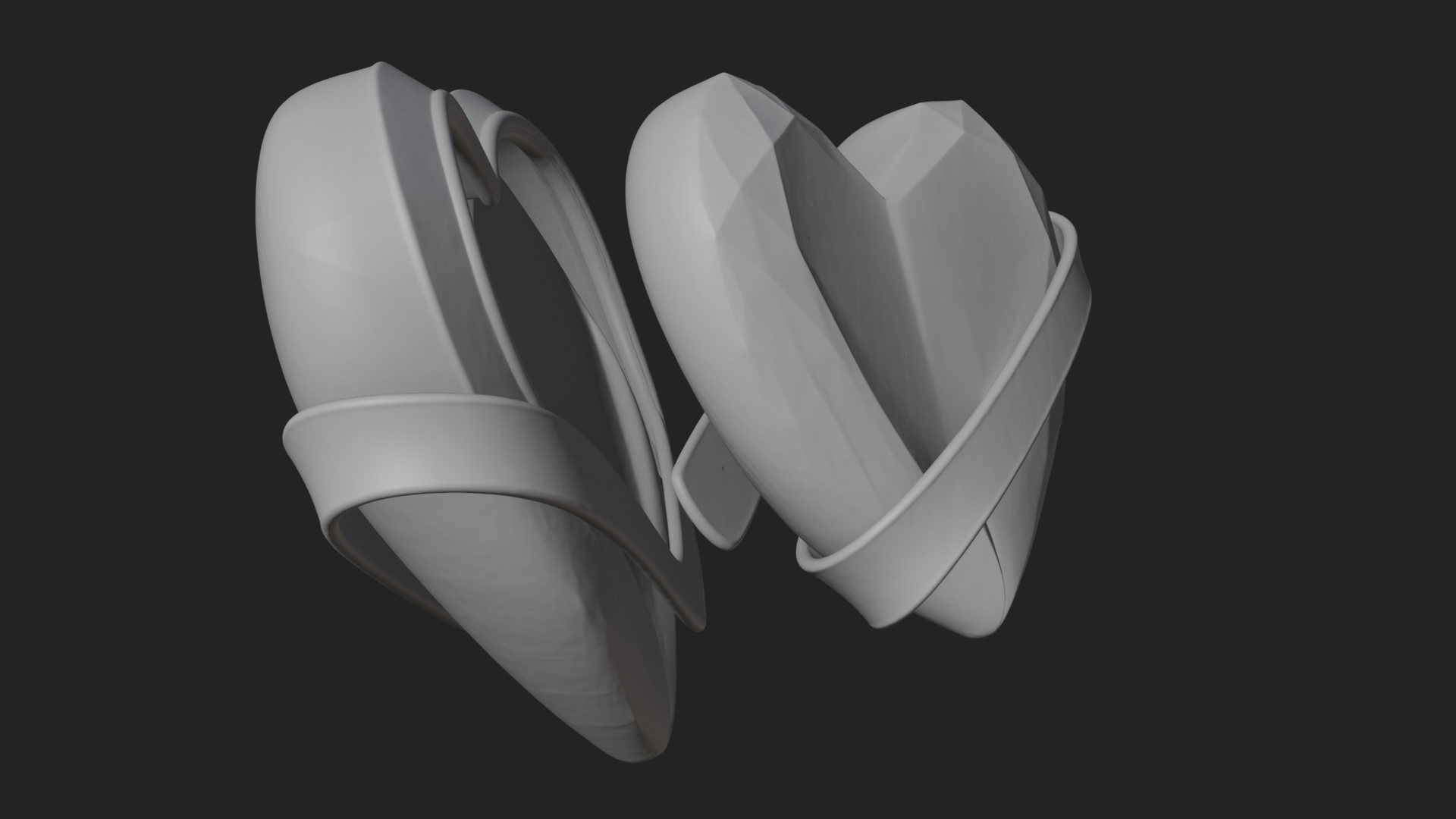 Crystal Heart Gold Band Ornament Design 4 3D Print Model 3D Model