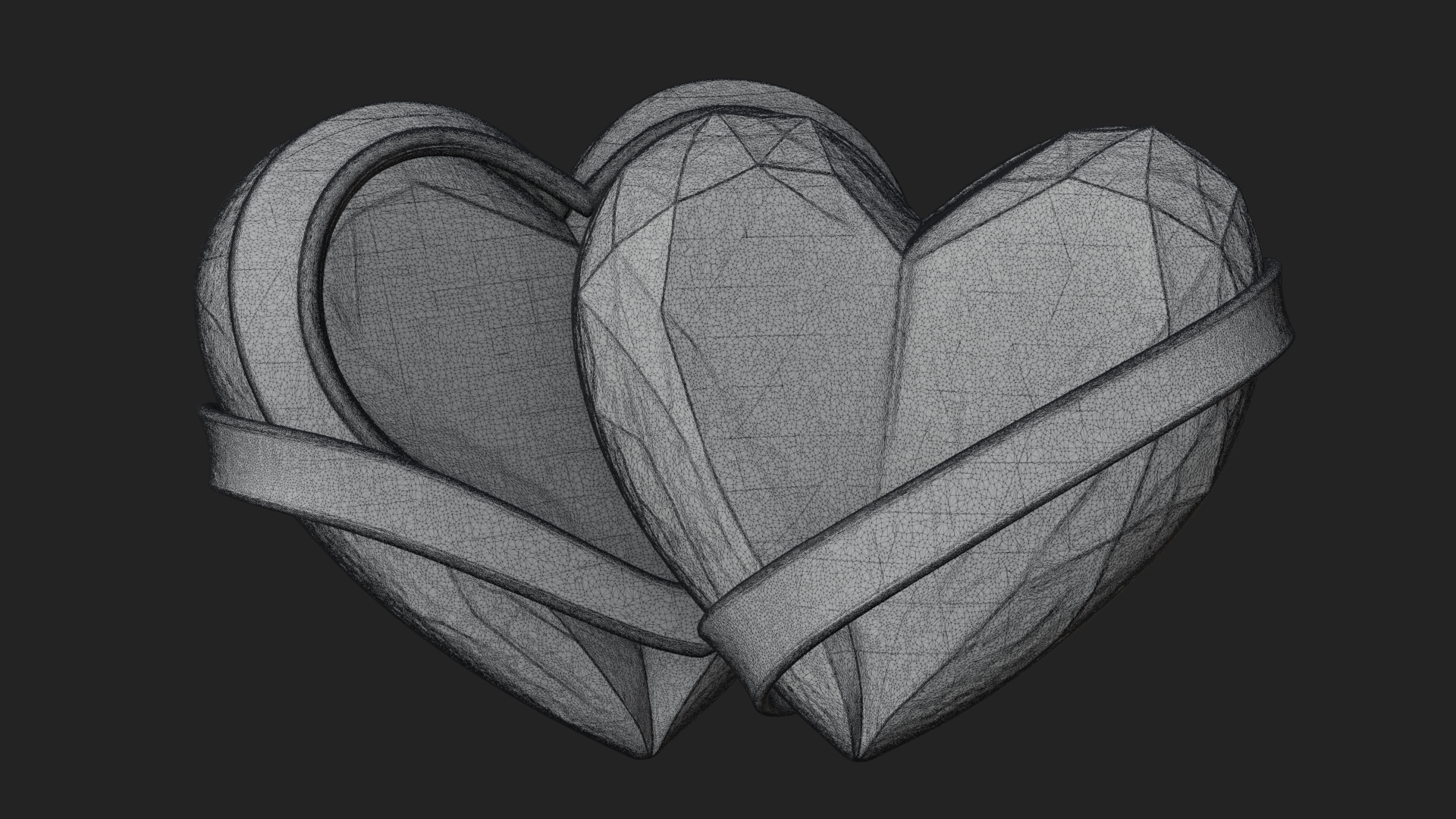 Crystal Heart Gold Band Ornament Design 4 3D Print Model 3D Model