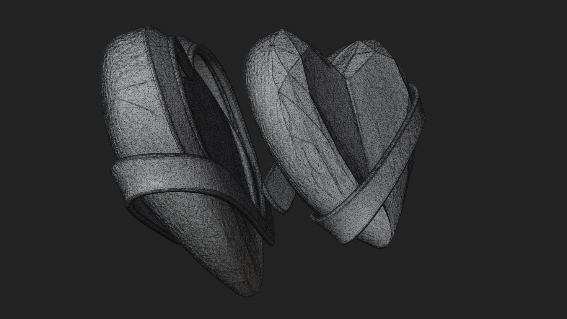 Crystal Heart Gold Band Ornament Design 4 3D Print Model 3D Model