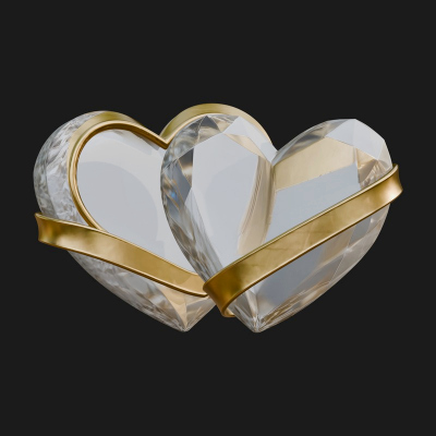 Crystal Heart Gold Band Ornament Design 4 3D Print Model