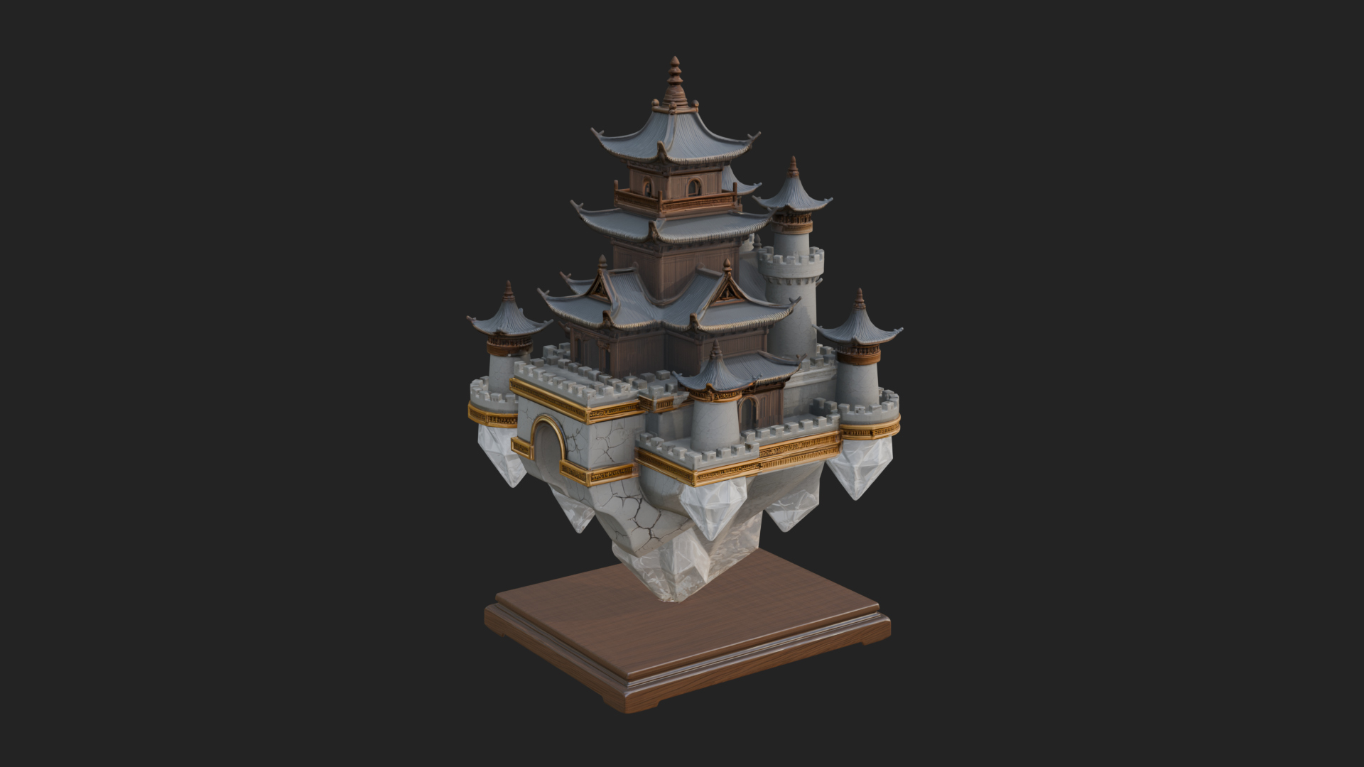 Crystal Isle Fortress Tower Design 1 3D Print Model 3D Model