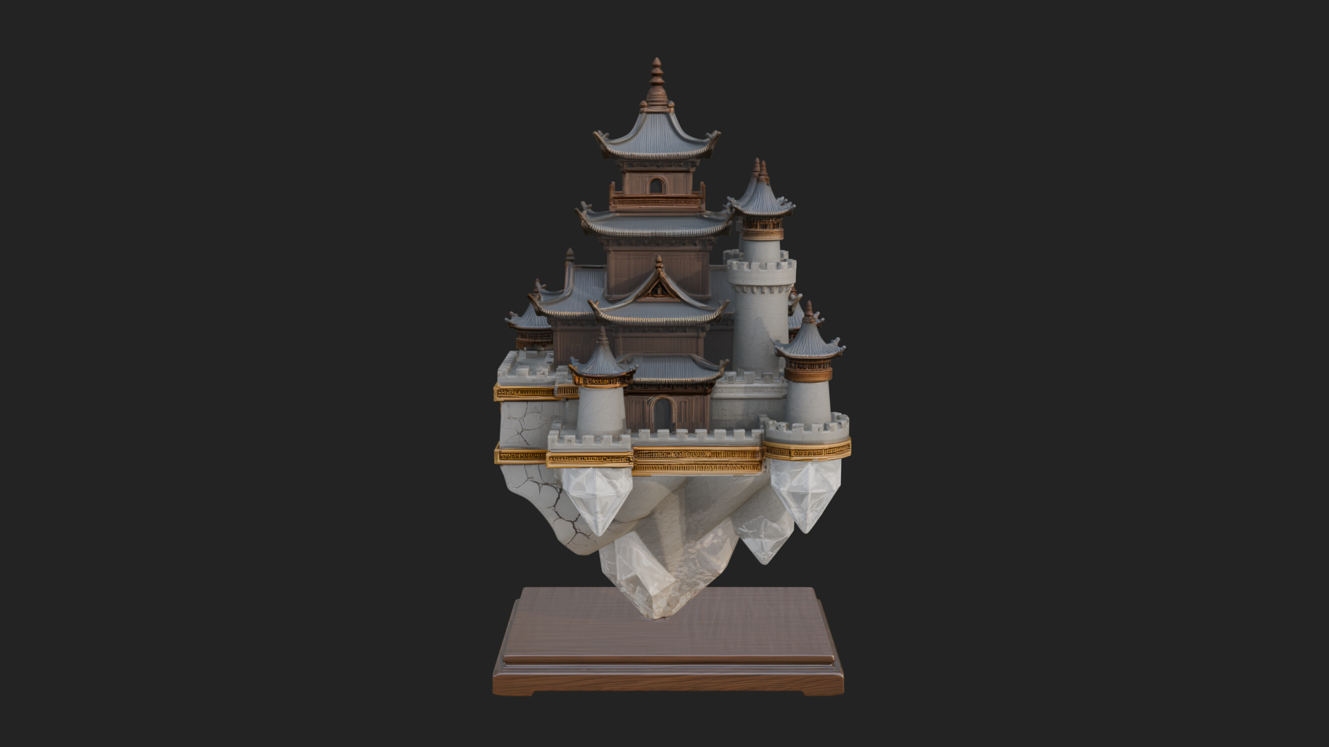 Crystal Isle Fortress Tower Design 1 3D Print Model 3D Model