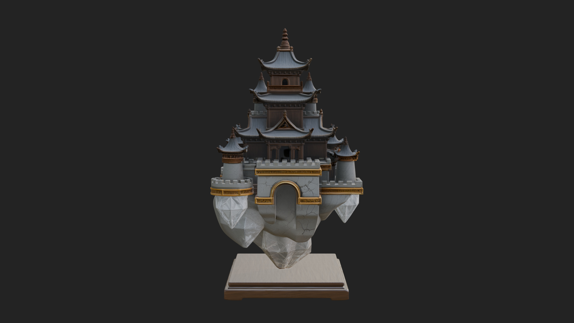 Crystal Isle Fortress Tower Design 1 3D Print Model 3D Model