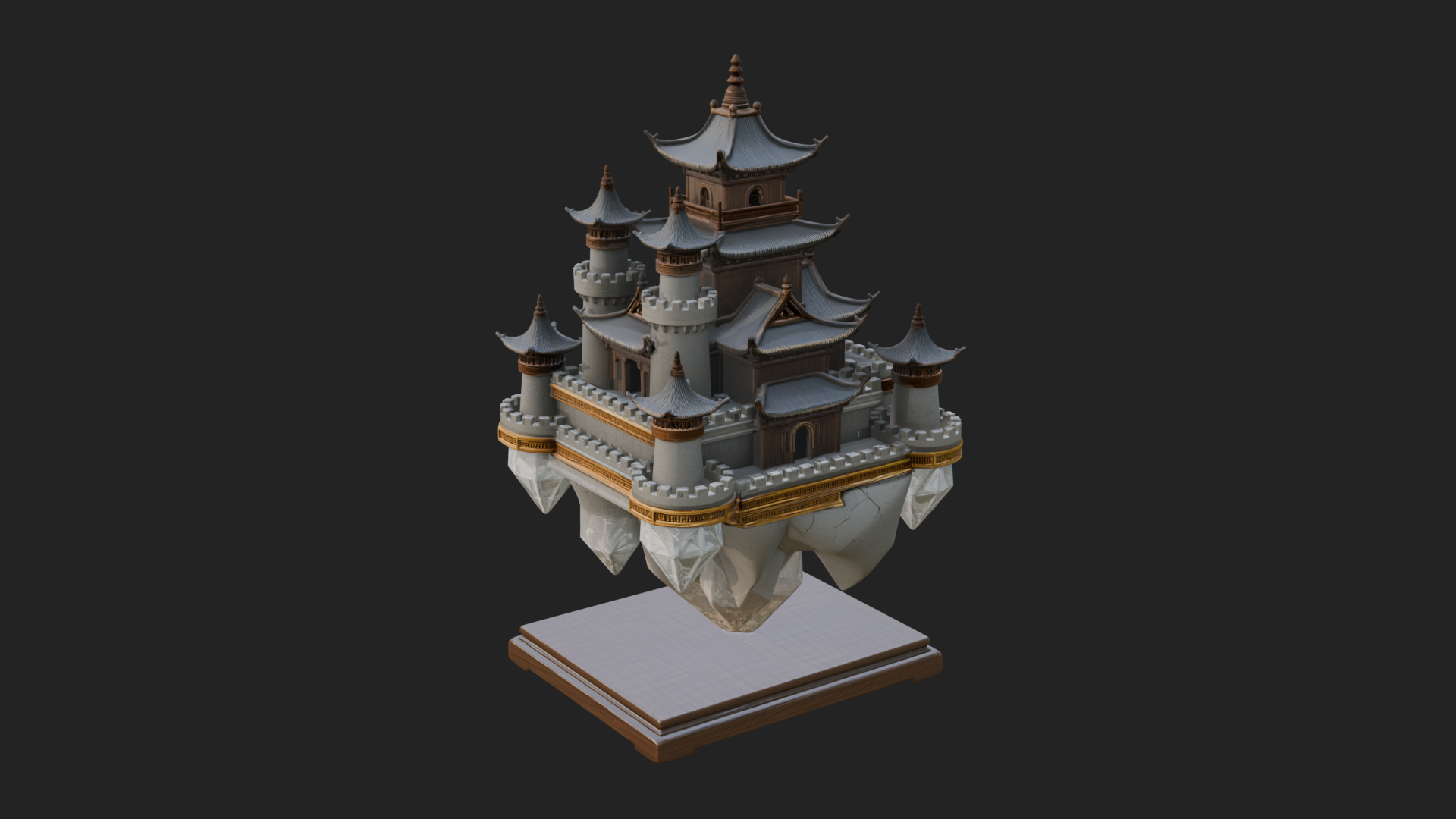 Crystal Isle Fortress Tower Design 1 3D Print Model 3D Model