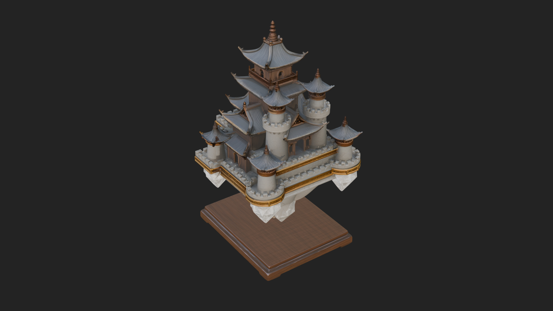 Crystal Isle Fortress Tower Design 1 3D Print Model 3D Model