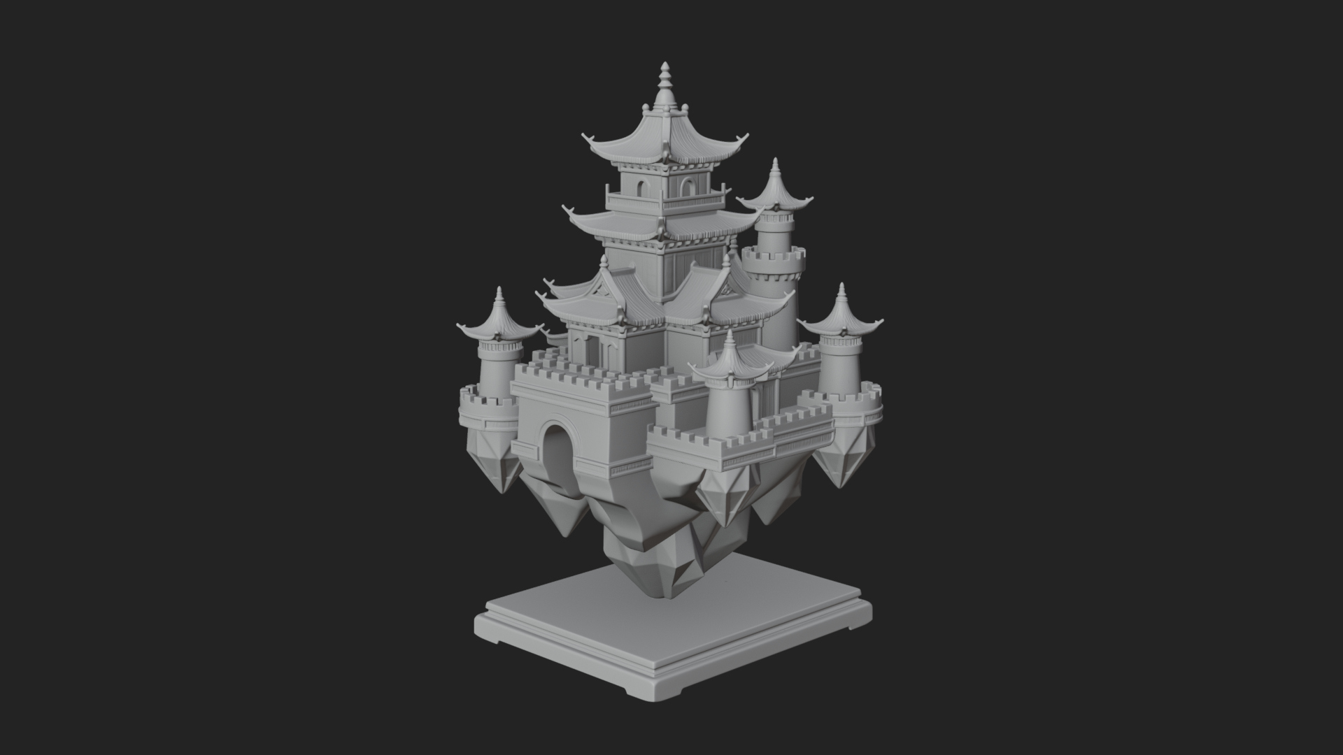 Crystal Isle Fortress Tower Design 1 3D Print Model 3D Model