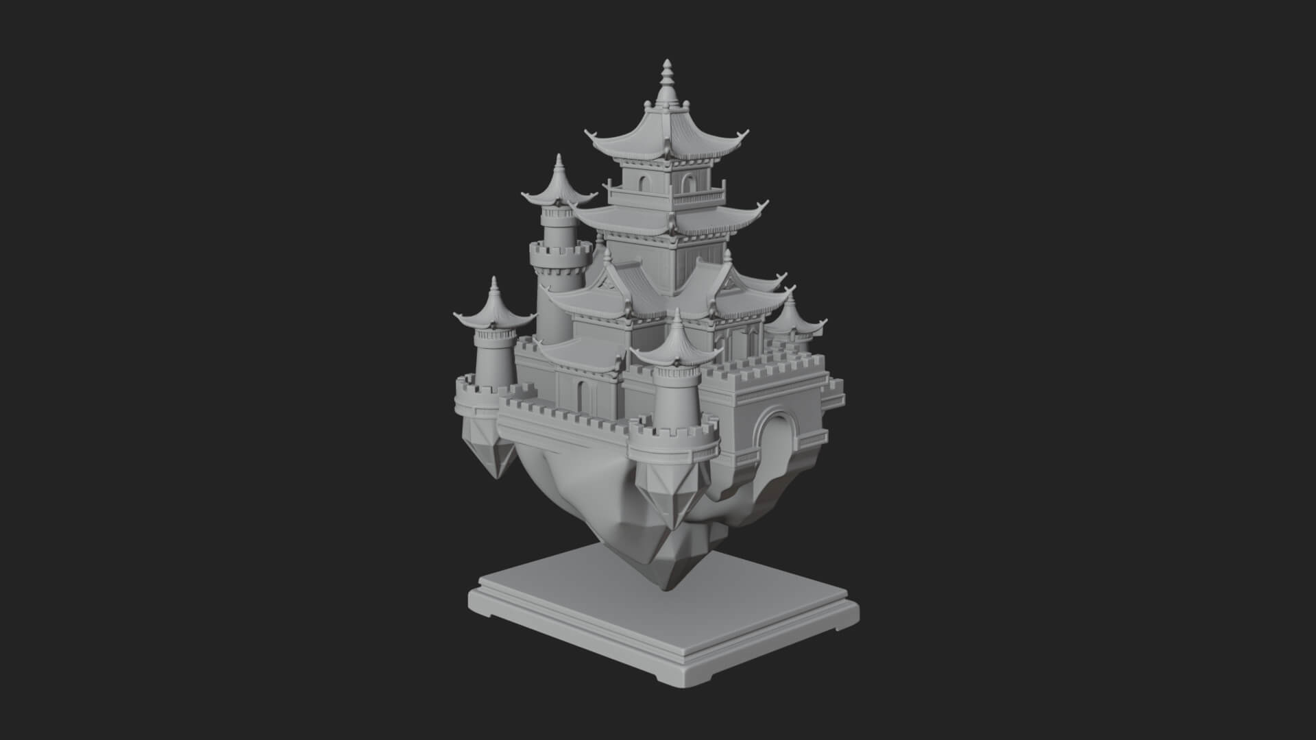 Crystal Isle Fortress Tower Design 1 3D Print Model 3D Model