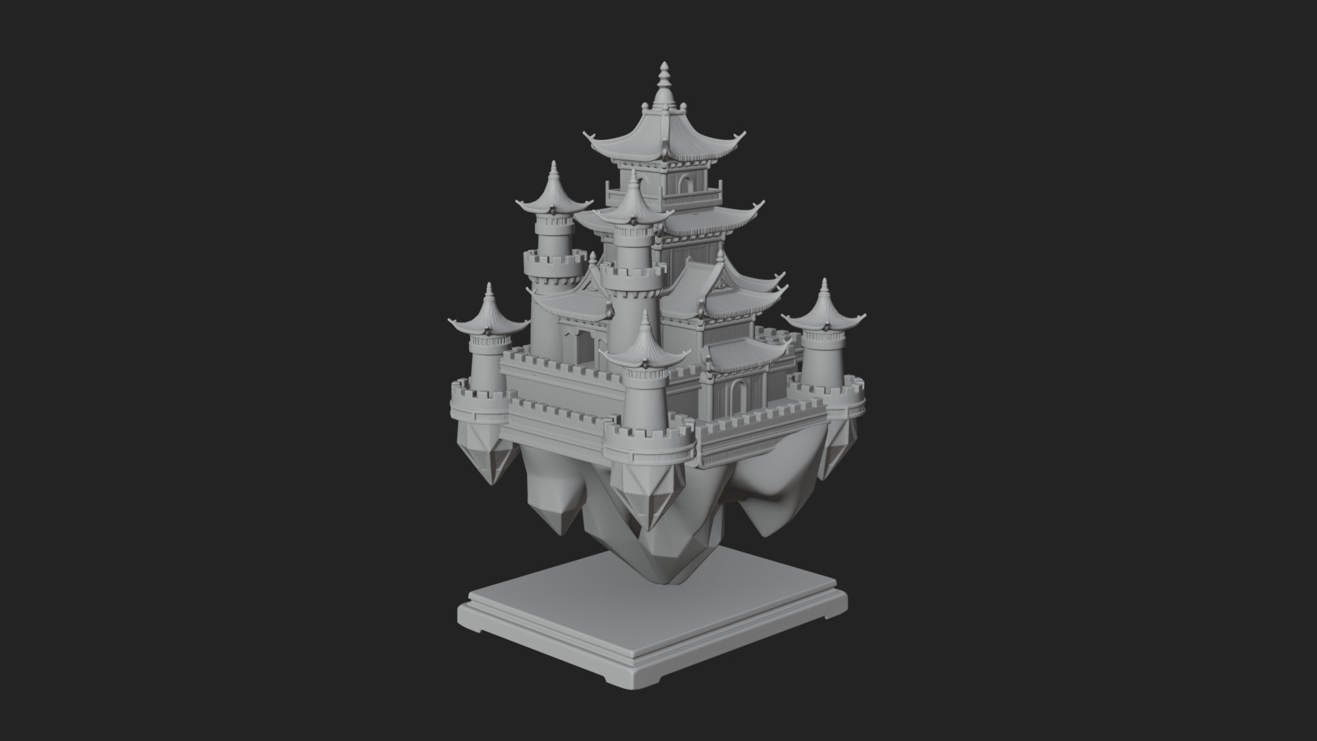 Crystal Isle Fortress Tower Design 1 3D Print Model 3D Model