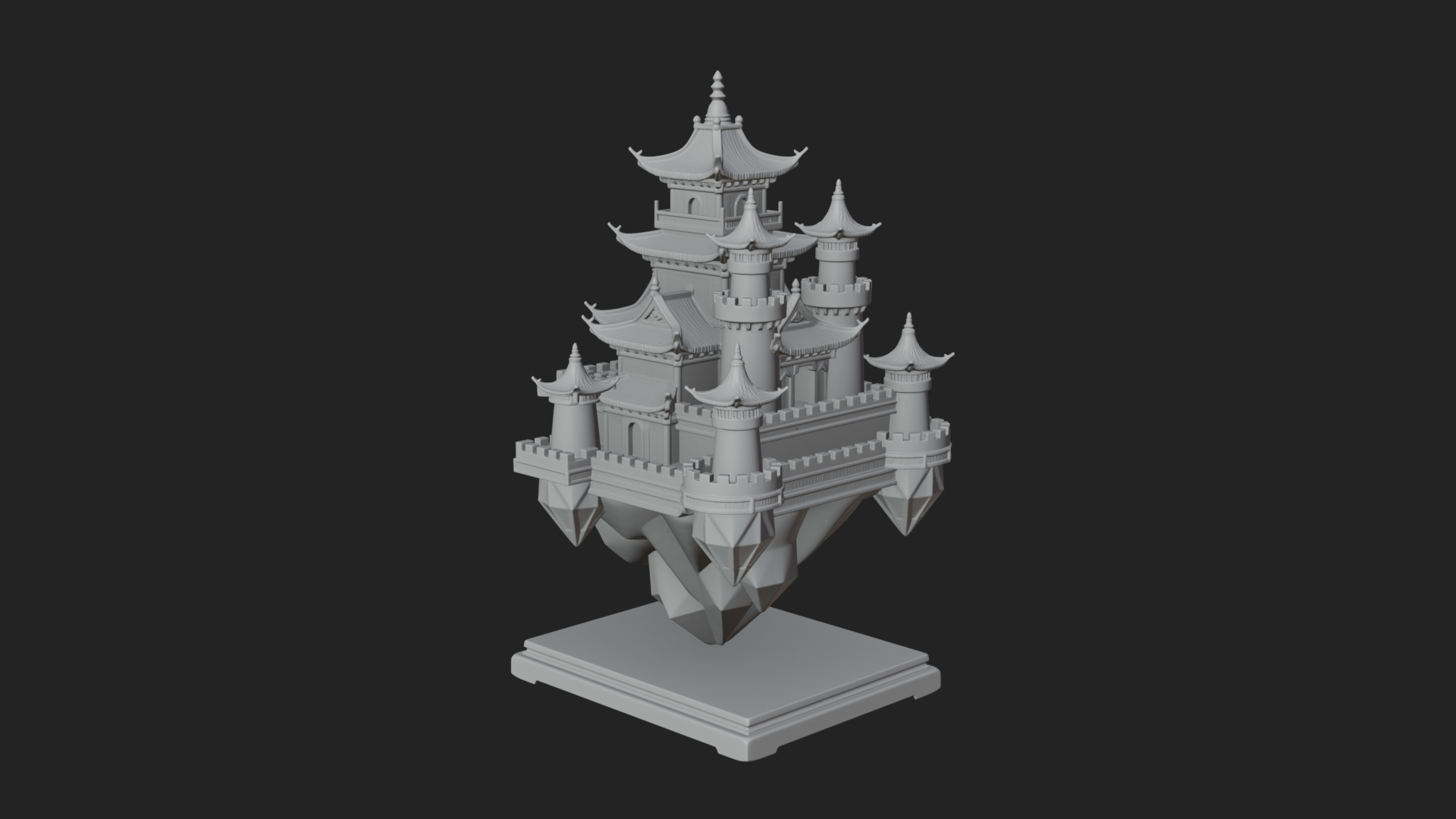 Crystal Isle Fortress Tower Design 1 3D Print Model 3D Model