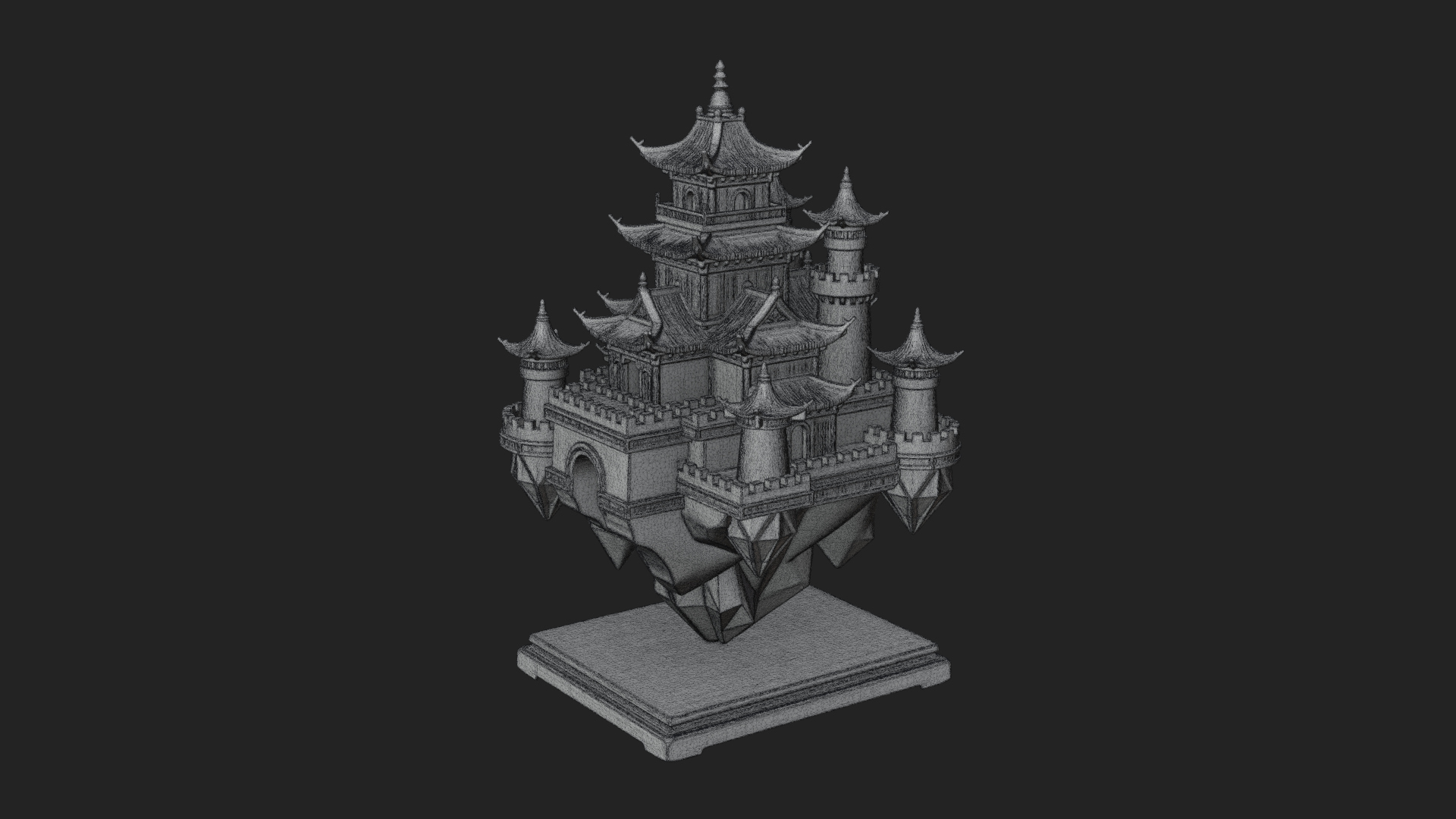 Crystal Isle Fortress Tower Design 1 3D Print Model 3D Model