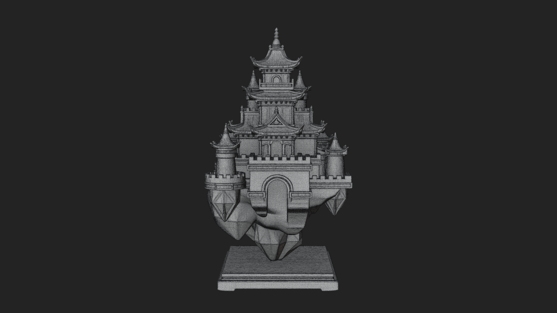 Crystal Isle Fortress Tower Design 1 3D Print Model 3D Model