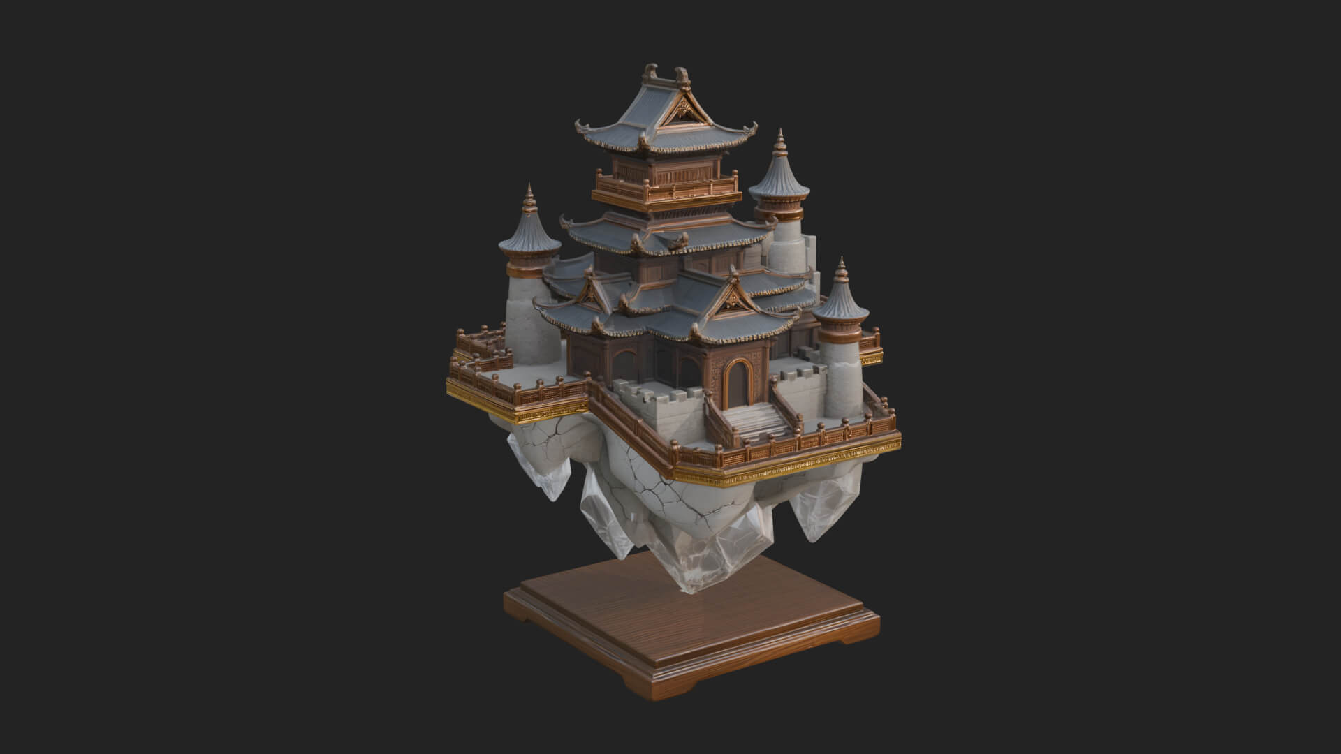 Crystal Isle Fortress Tower Design 2 3D Print Model 3D Model