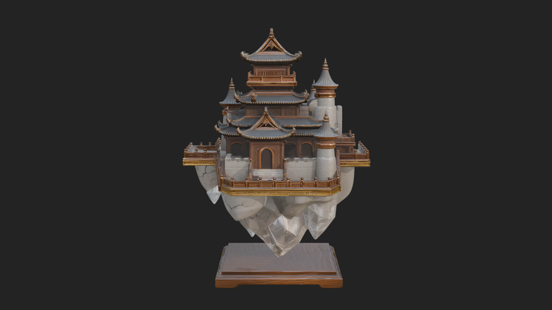 Crystal Isle Fortress Tower Design 2 3D Print Model 3D Model