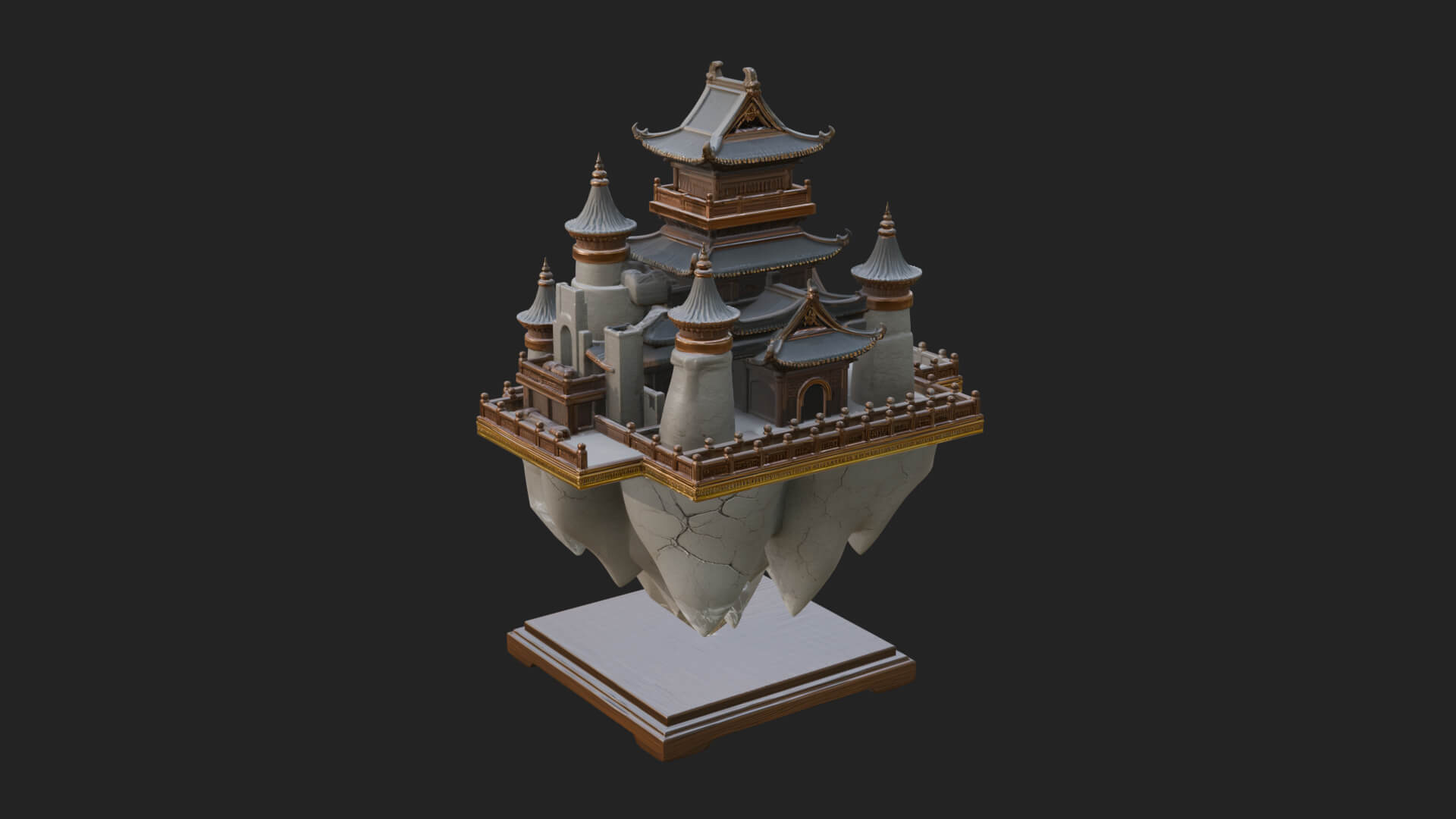 Crystal Isle Fortress Tower Design 2 3D Print Model 3D Model