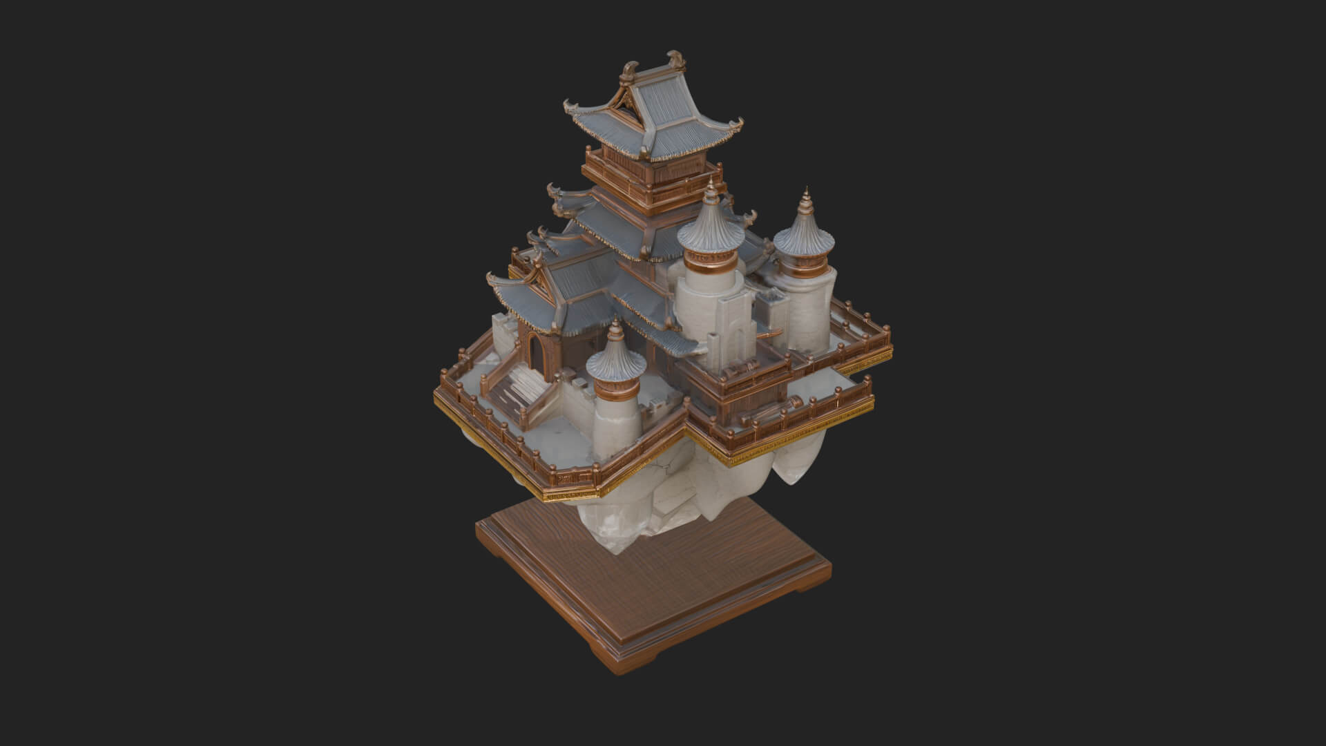 Crystal Isle Fortress Tower Design 2 3D Print Model 3D Model