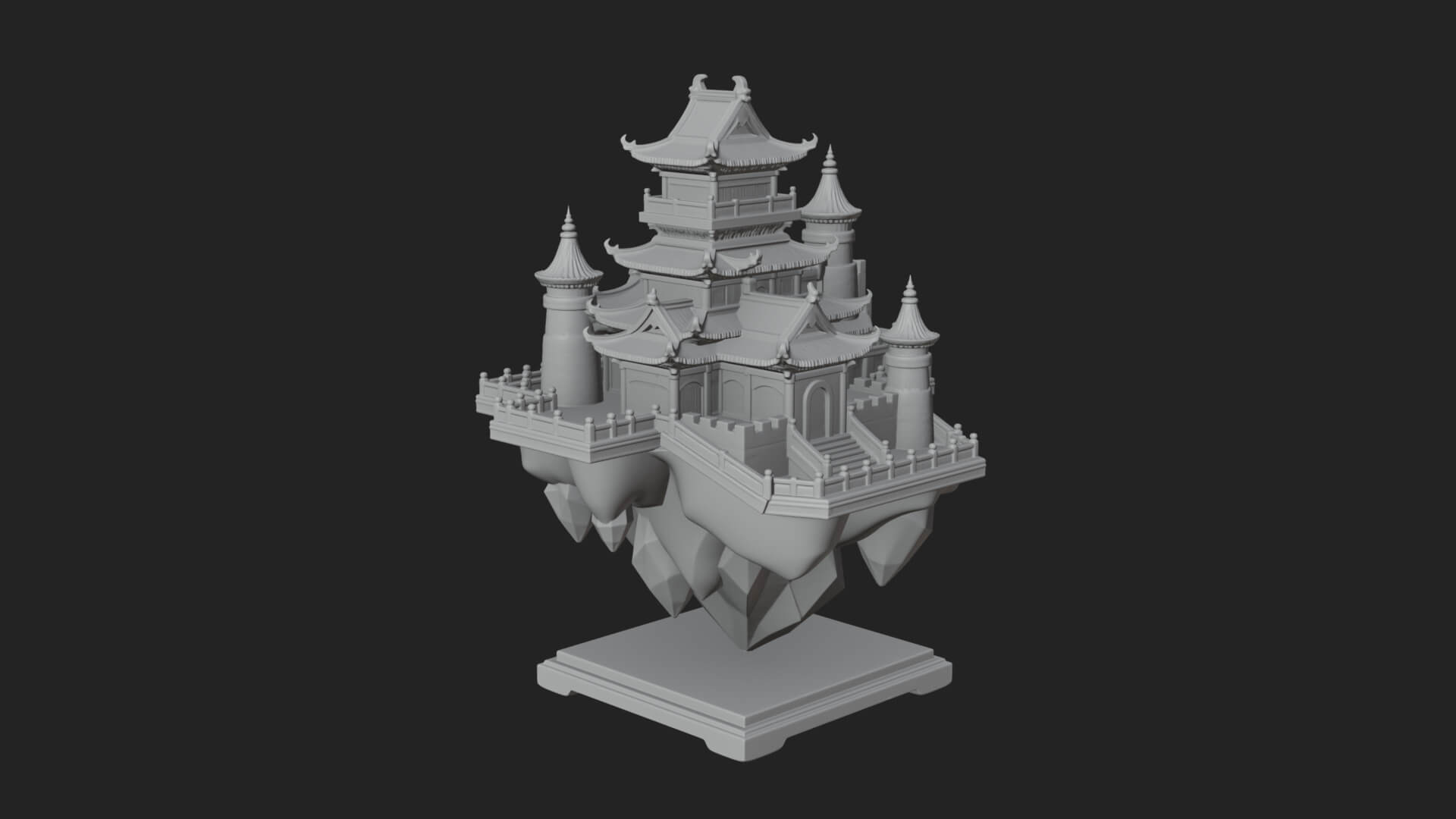 Crystal Isle Fortress Tower Design 2 3D Print Model 3D Model