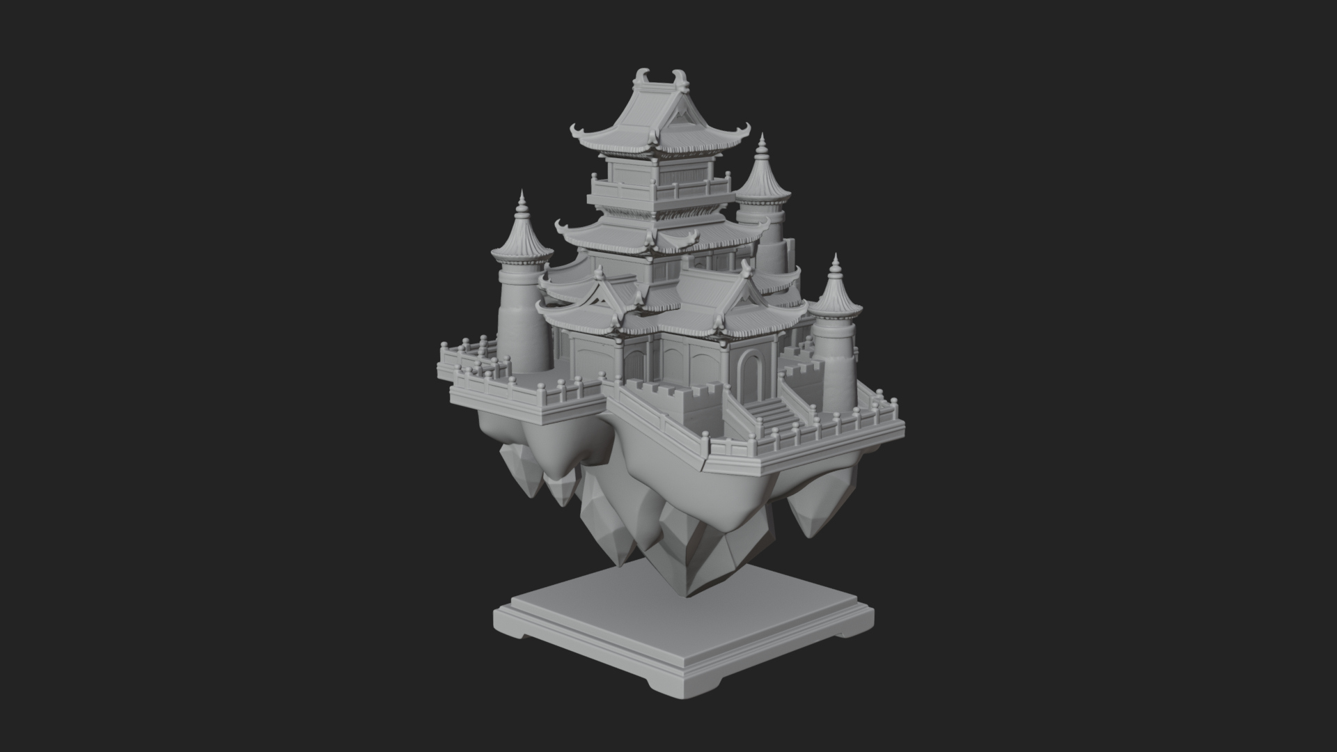 Crystal Isle Fortress Tower Design 2 3D Print Model 3D Model