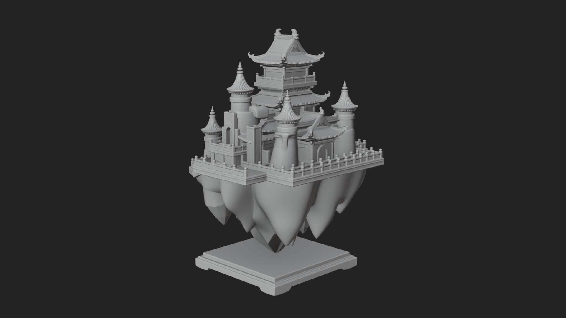 Crystal Isle Fortress Tower Design 2 3D Print Model 3D Model