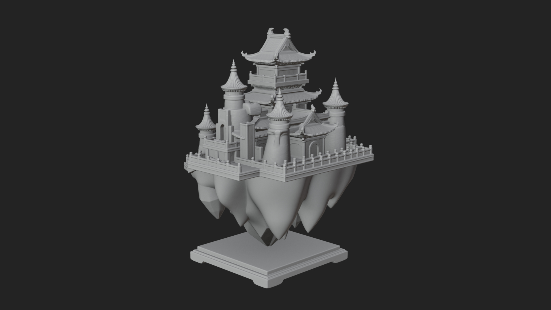 Crystal Isle Fortress Tower Design 2 3D Print Model 3D Model