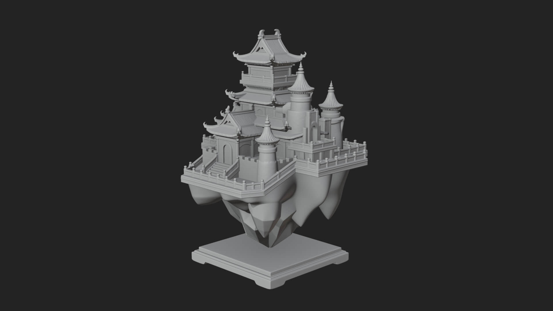 Crystal Isle Fortress Tower Design 2 3D Print Model 3D Model