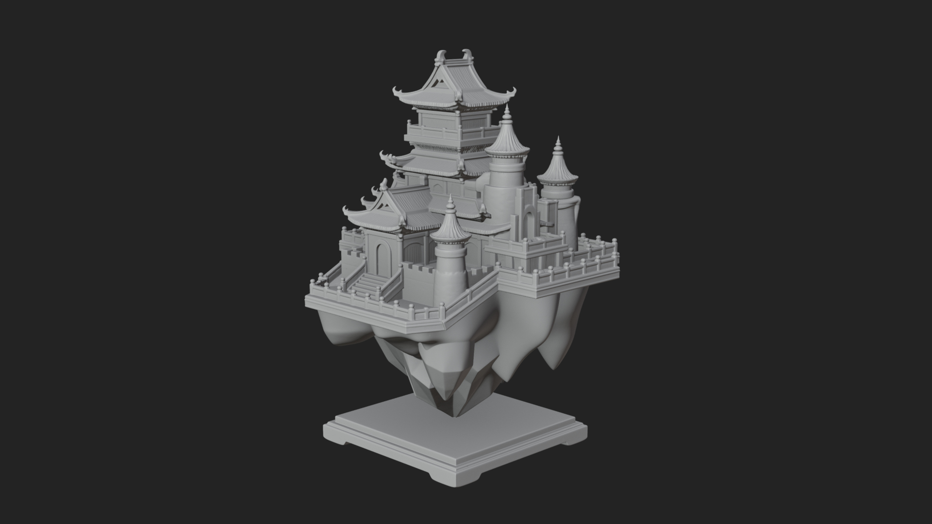 Crystal Isle Fortress Tower Design 2 3D Print Model 3D Model
