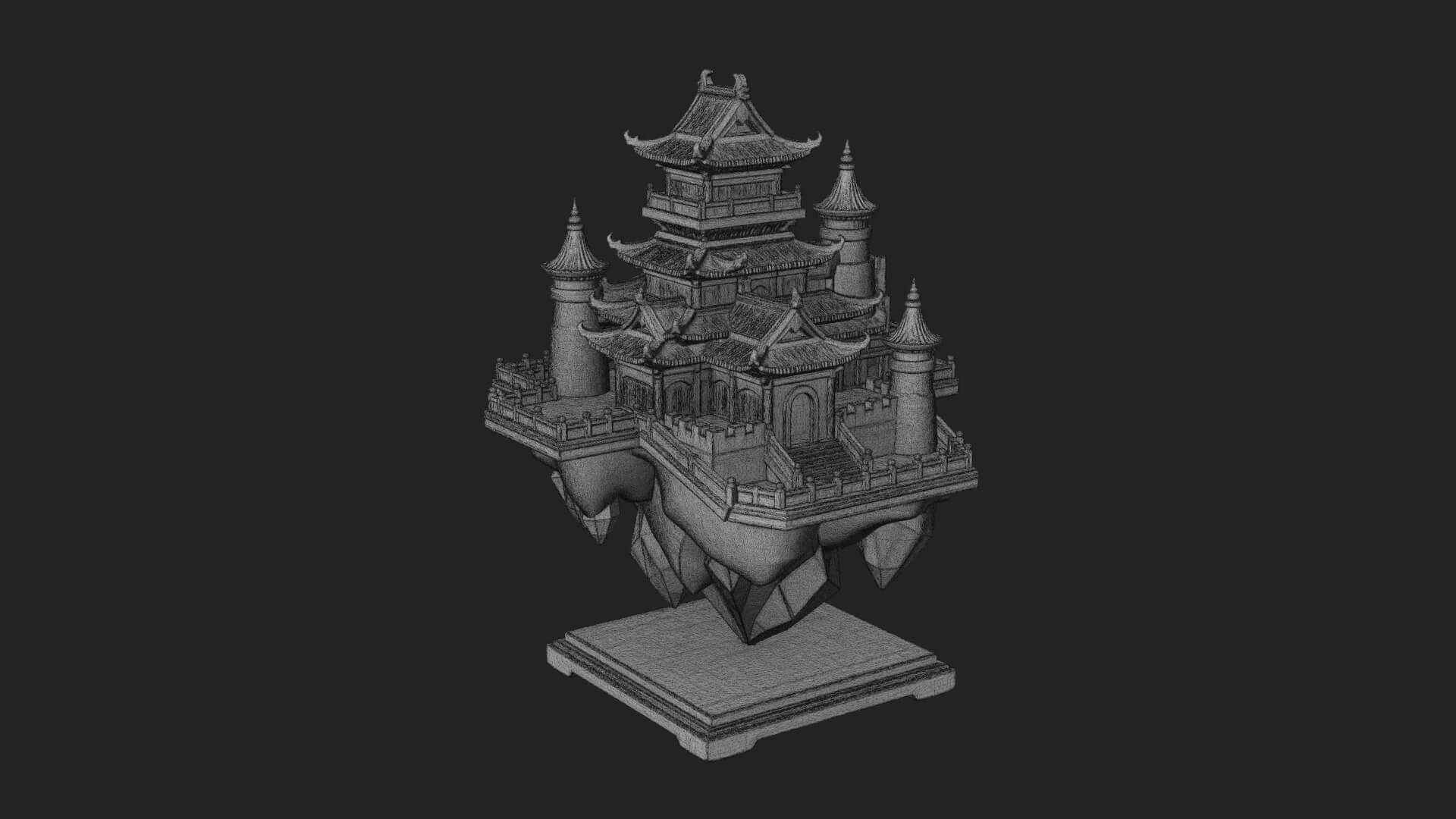 Crystal Isle Fortress Tower Design 2 3D Print Model 3D Model