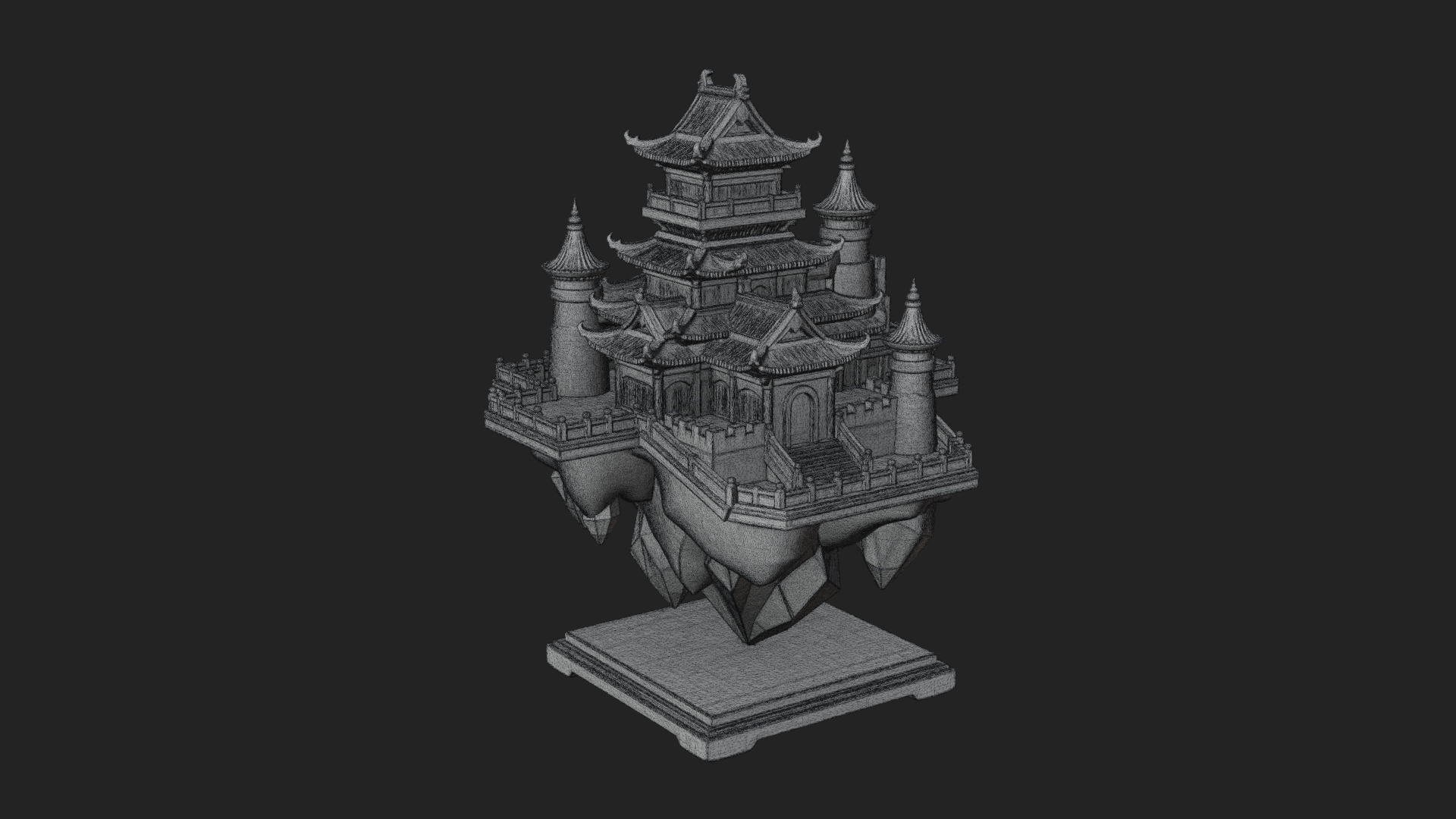 Crystal Isle Fortress Tower Design 2 3D Print Model 3D Model