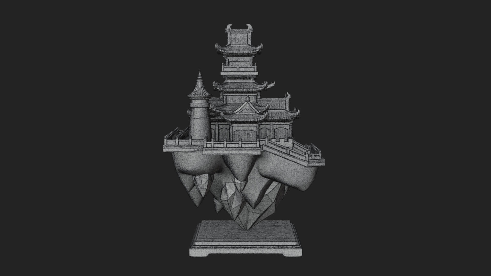 Crystal Isle Fortress Tower Design 2 3D Print Model 3D Model