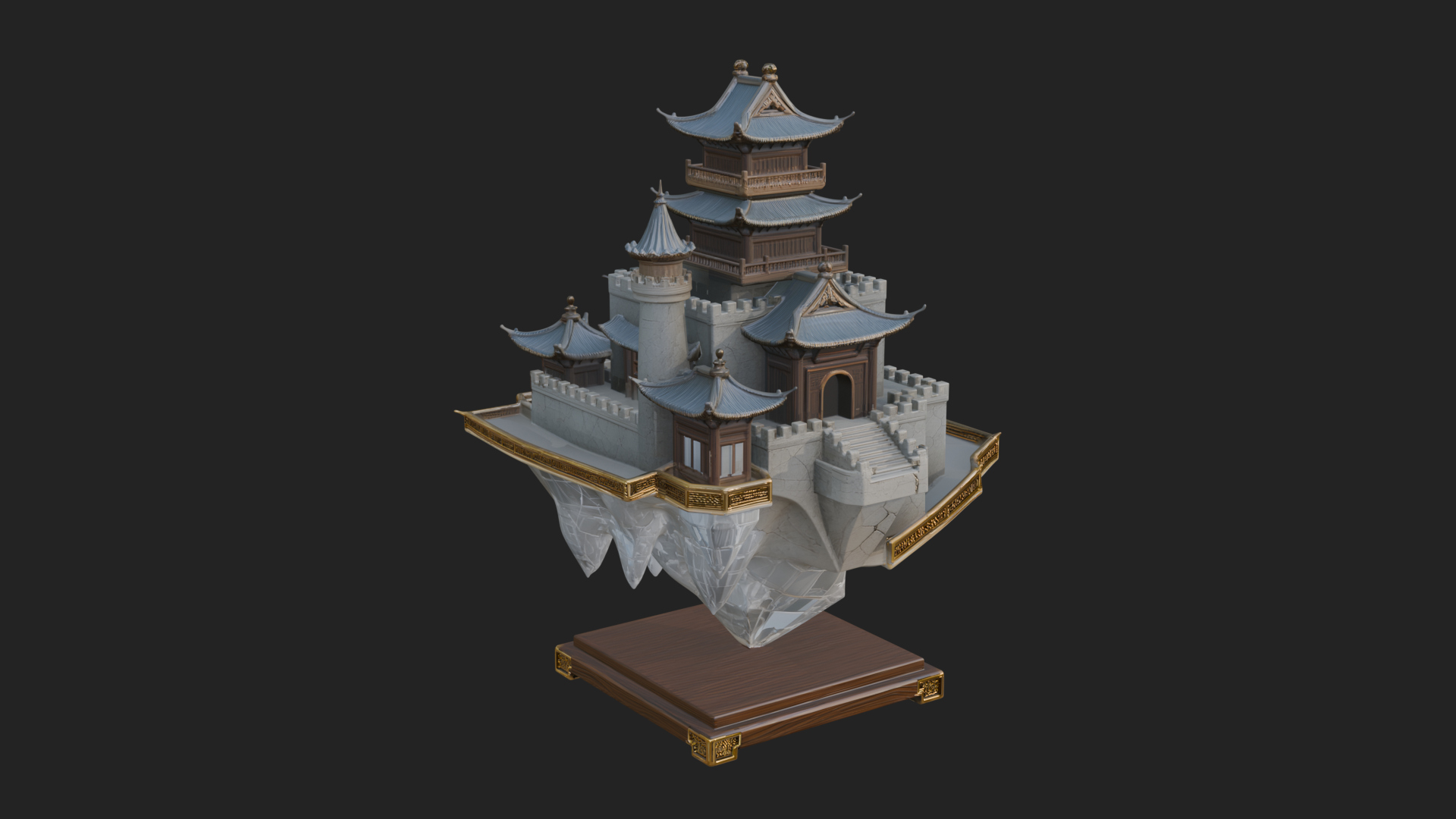 Crystal Isle Fortress Tower Design 3 3D Print Model 3D Model