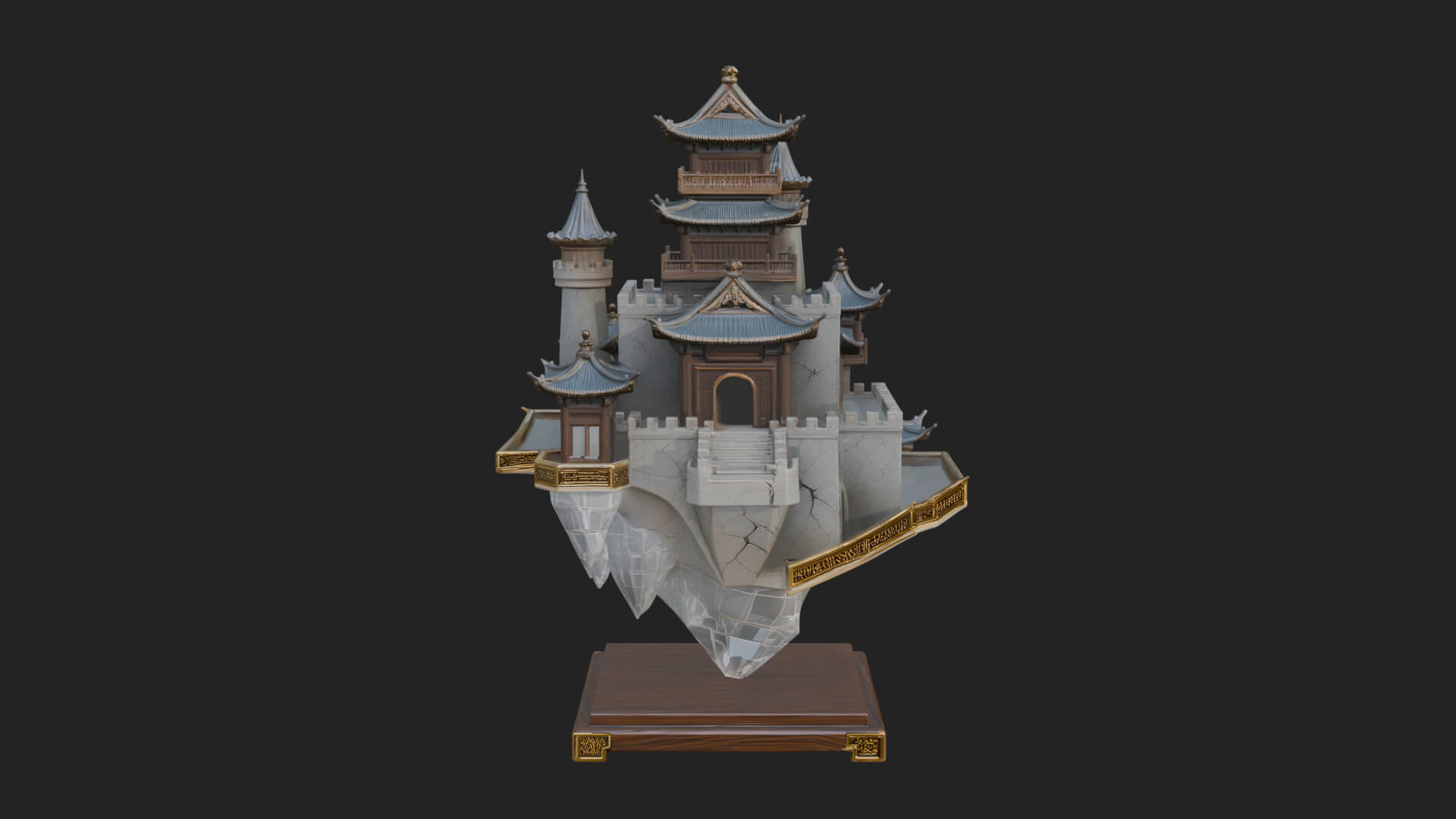 Crystal Isle Fortress Tower Design 3 3D Print Model 3D Model