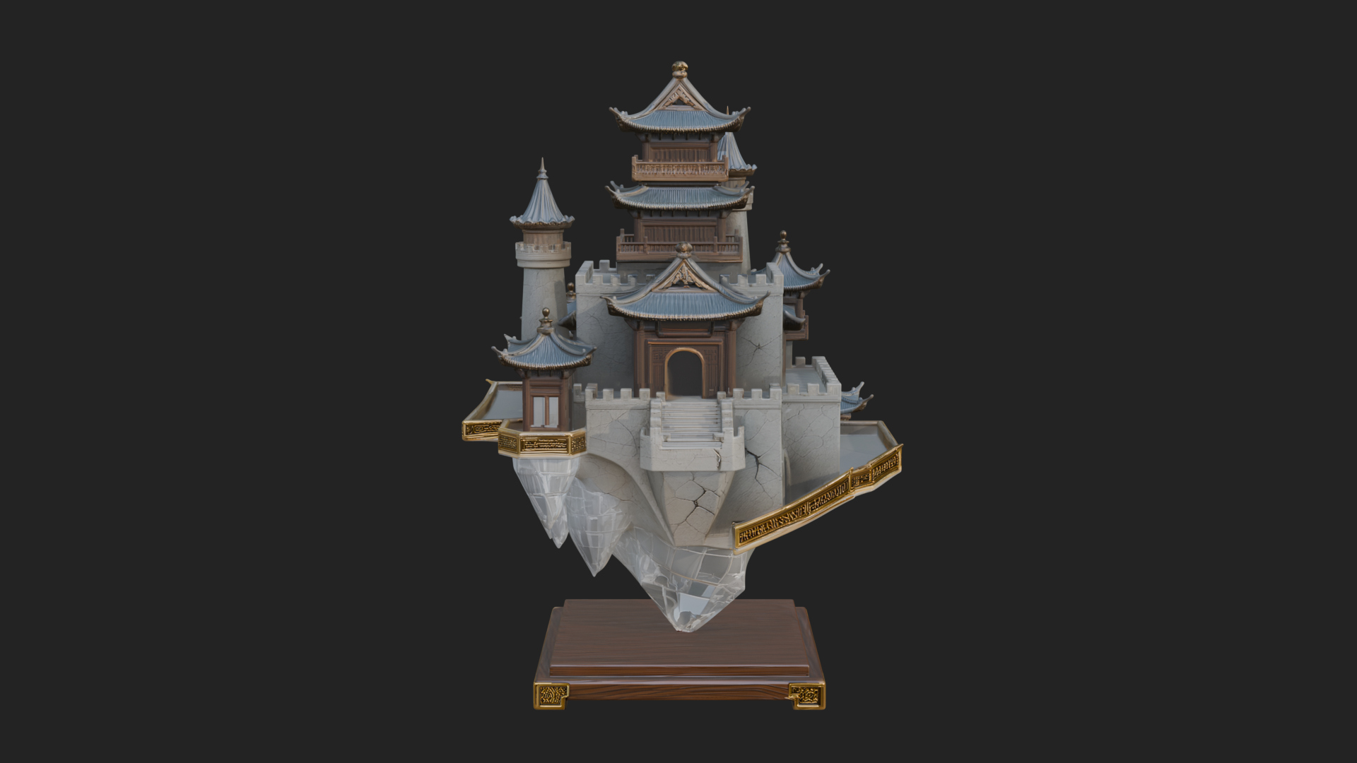 Crystal Isle Fortress Tower Design 3 3D Print Model 3D Model