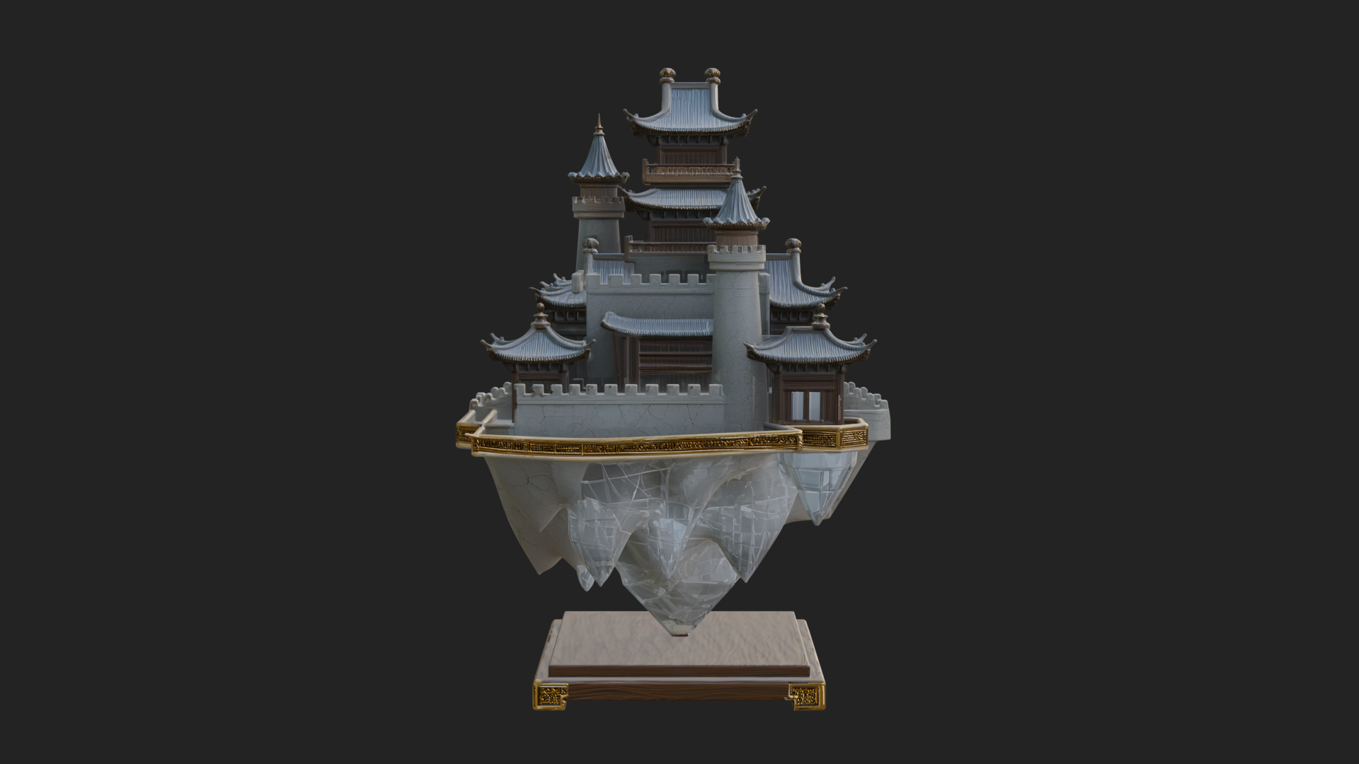 Crystal Isle Fortress Tower Design 3 3D Print Model 3D Model