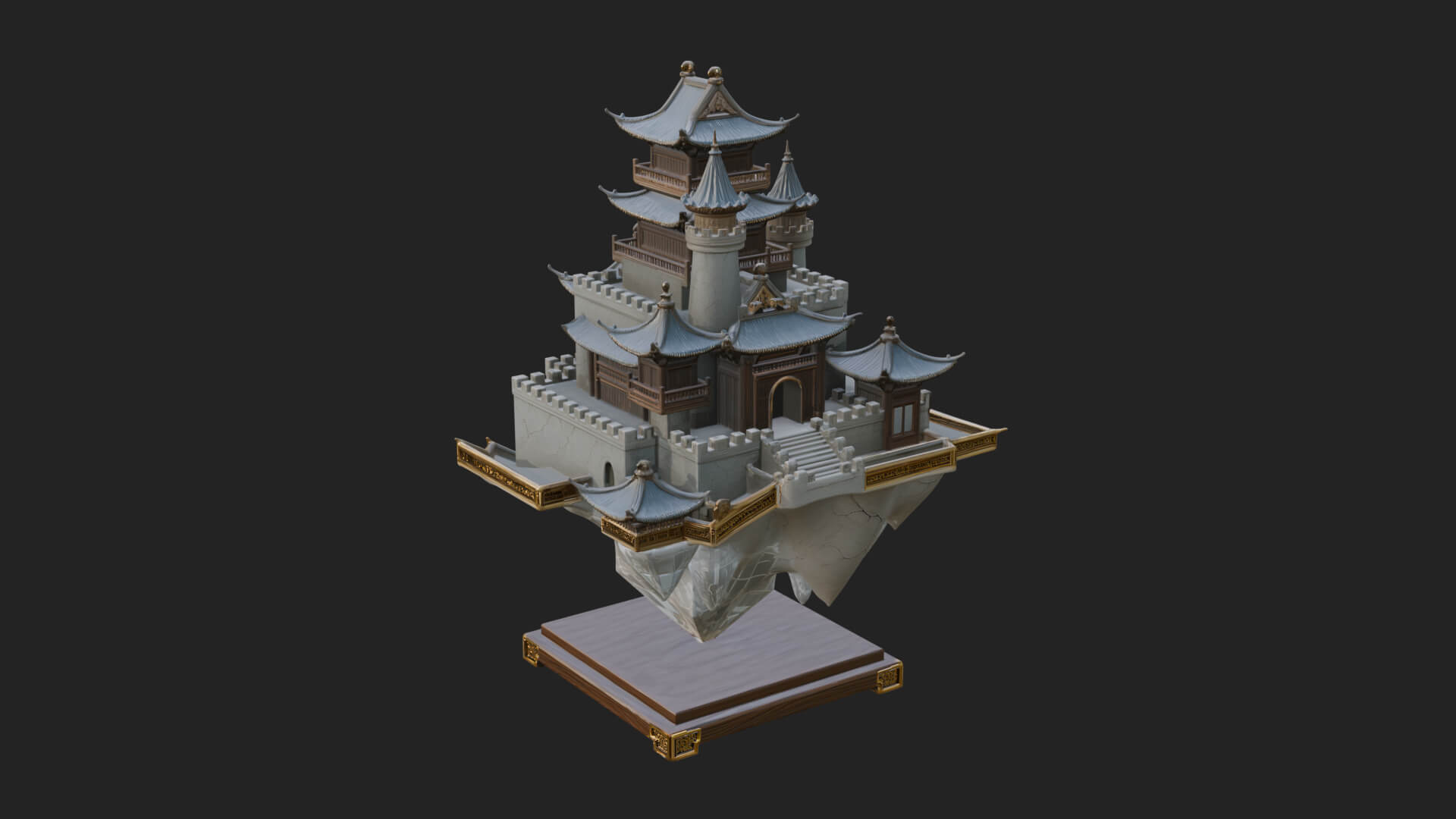Crystal Isle Fortress Tower Design 3 3D Print Model 3D Model