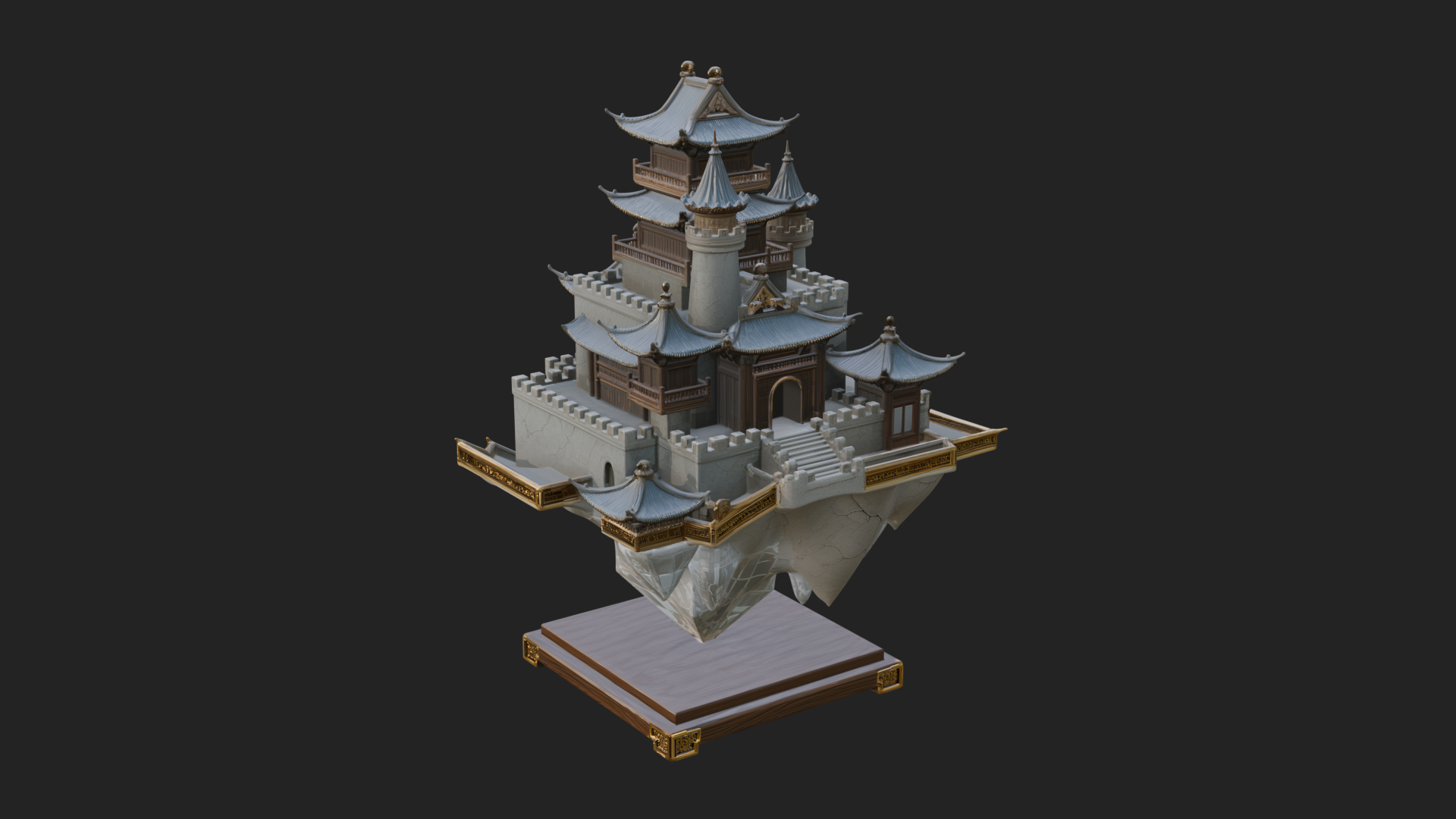 Crystal Isle Fortress Tower Design 3 3D Print Model 3D Model
