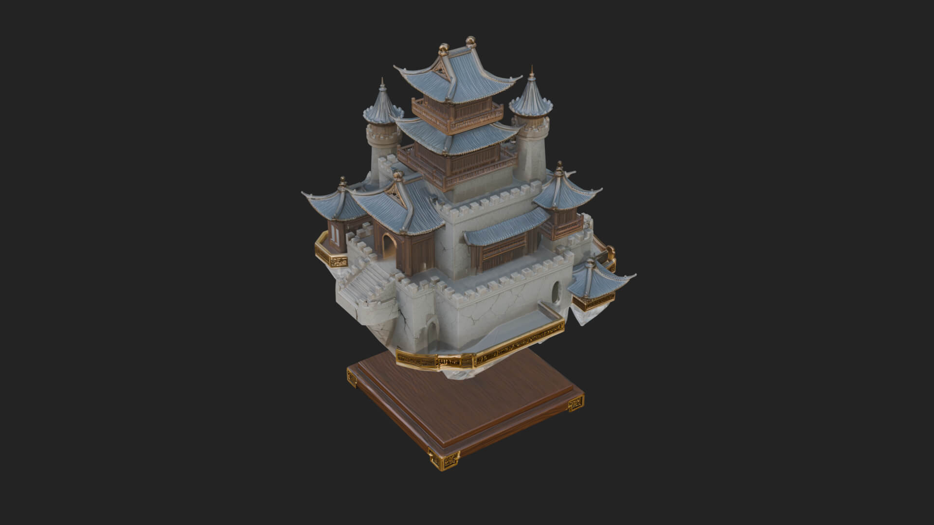 Crystal Isle Fortress Tower Design 3 3D Print Model 3D Model