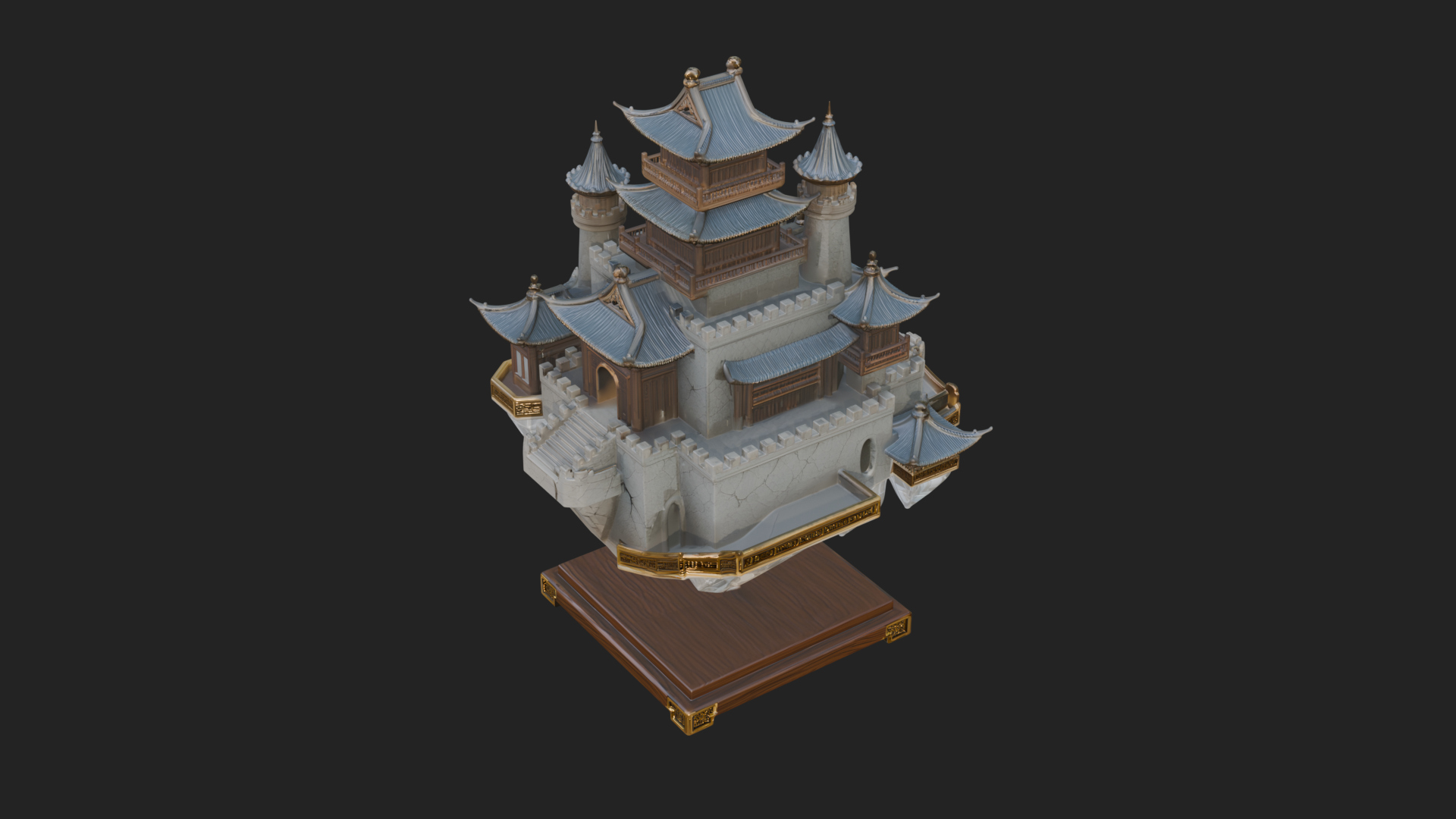 Crystal Isle Fortress Tower Design 3 3D Print Model 3D Model