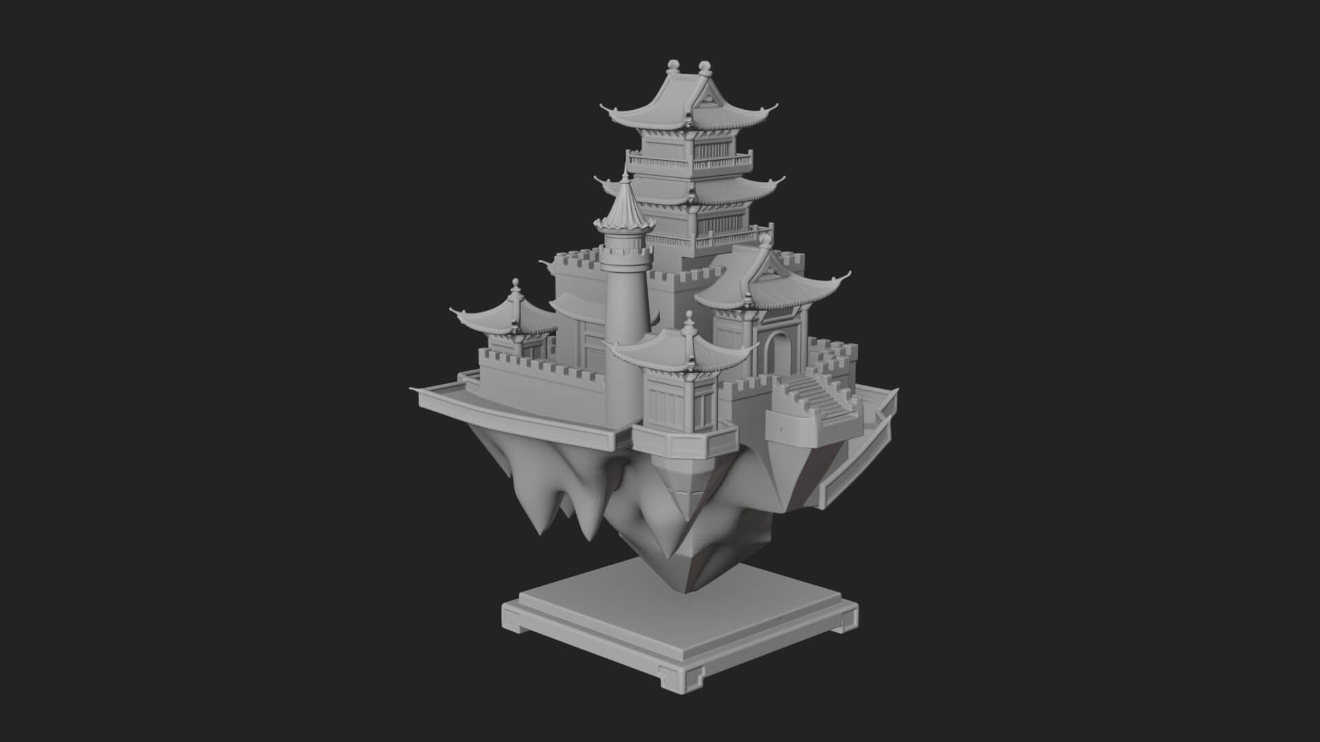 Crystal Isle Fortress Tower Design 3 3D Print Model 3D Model