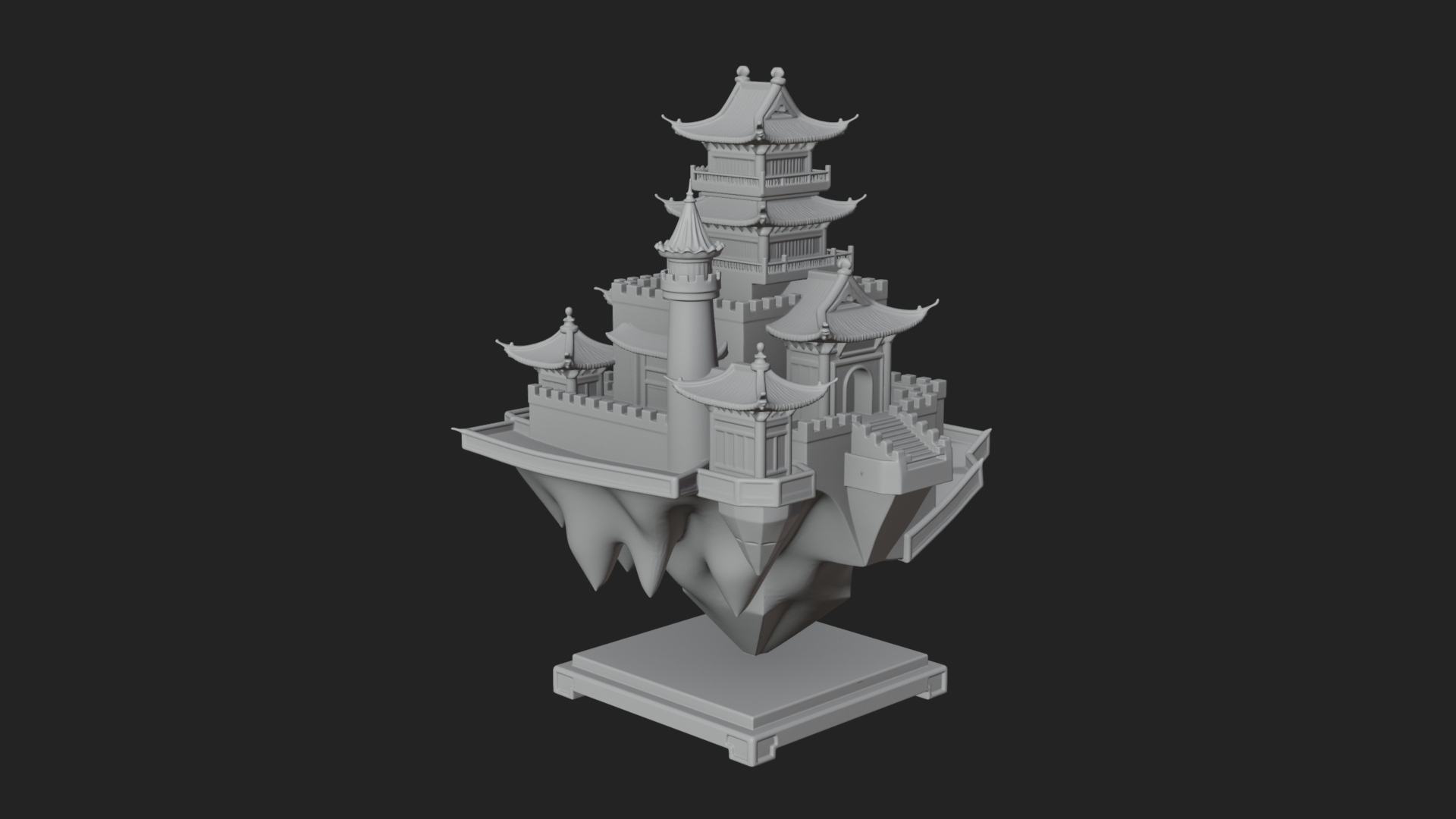 Crystal Isle Fortress Tower Design 3 3D Print Model 3D Model