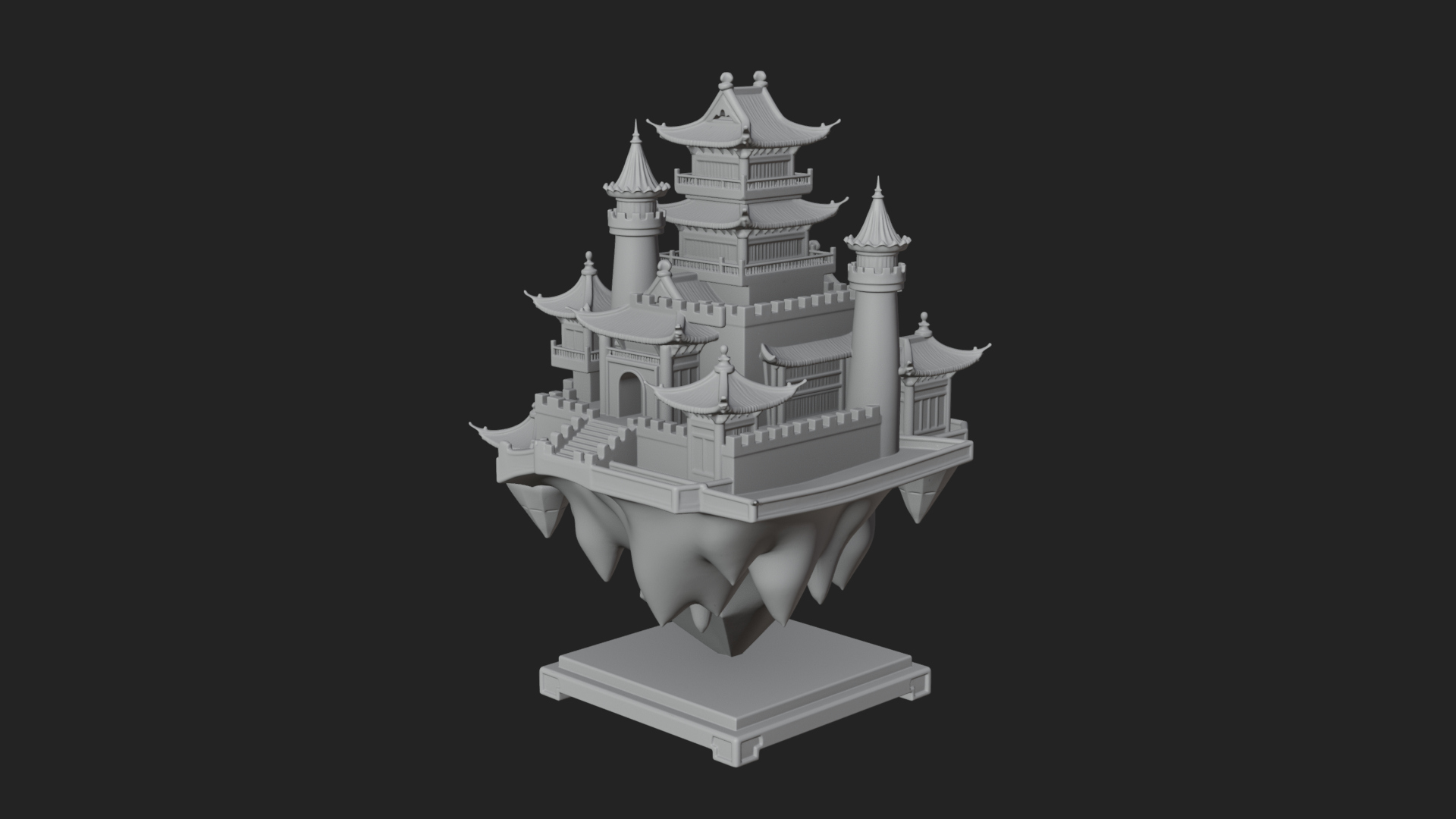 Crystal Isle Fortress Tower Design 3 3D Print Model 3D Model