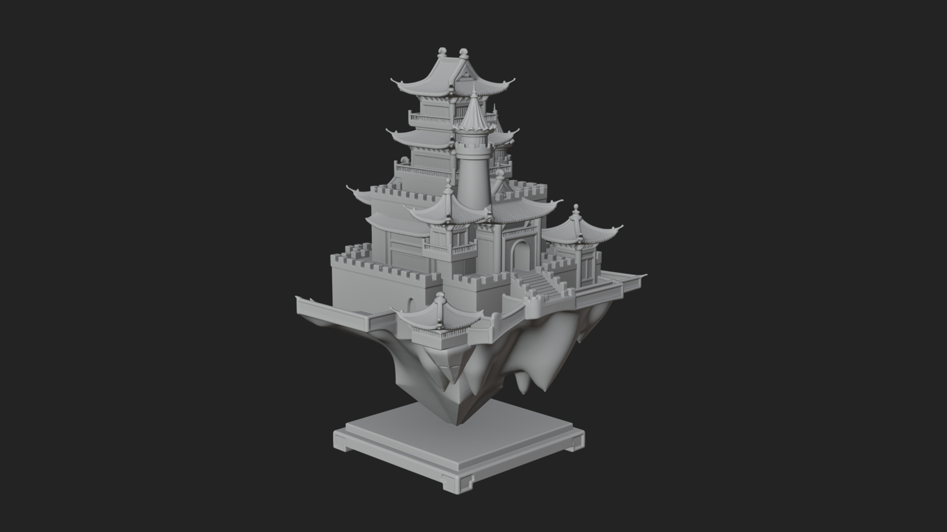 Crystal Isle Fortress Tower Design 3 3D Print Model 3D Model