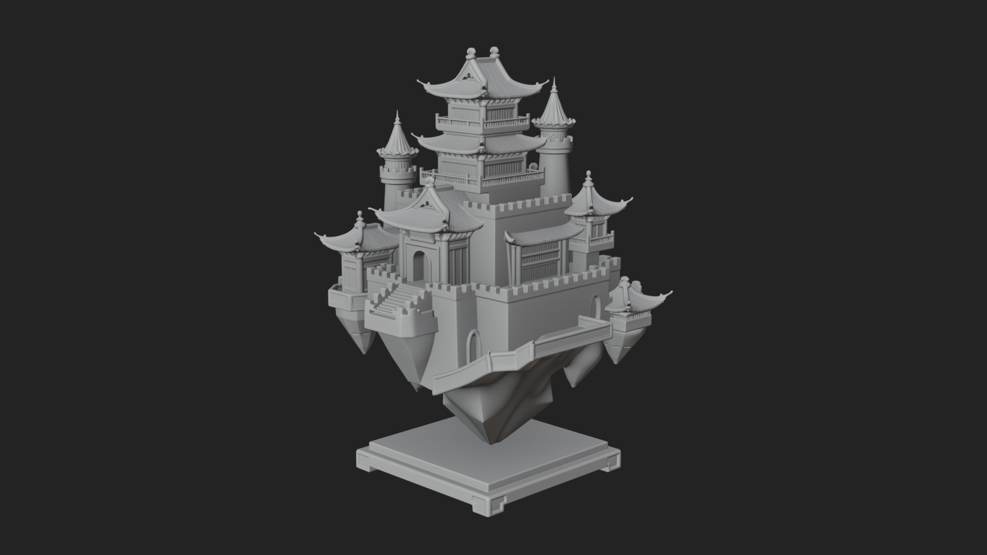 Crystal Isle Fortress Tower Design 3 3D Print Model 3D Model