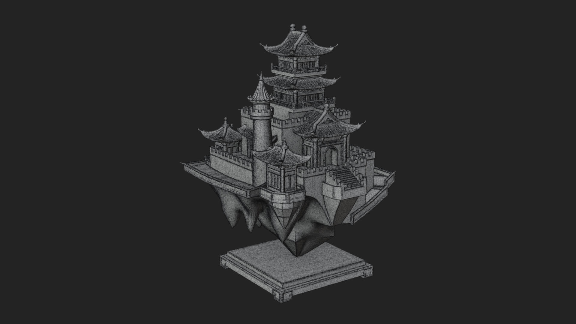 Crystal Isle Fortress Tower Design 3 3D Print Model 3D Model