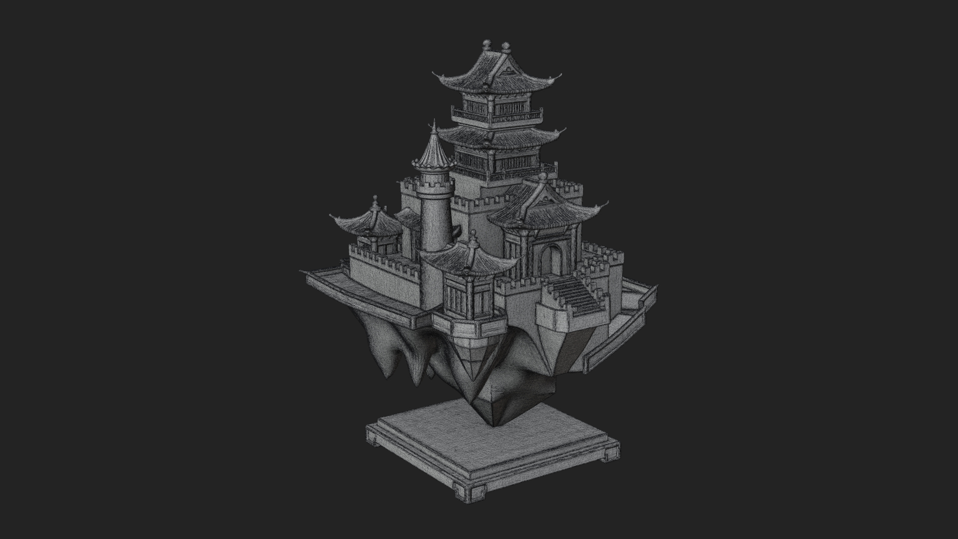 Crystal Isle Fortress Tower Design 3 3D Print Model 3D Model
