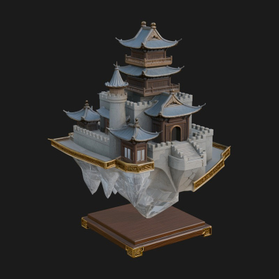 Crystal Isle Fortress Tower Design 3 3D Print Model